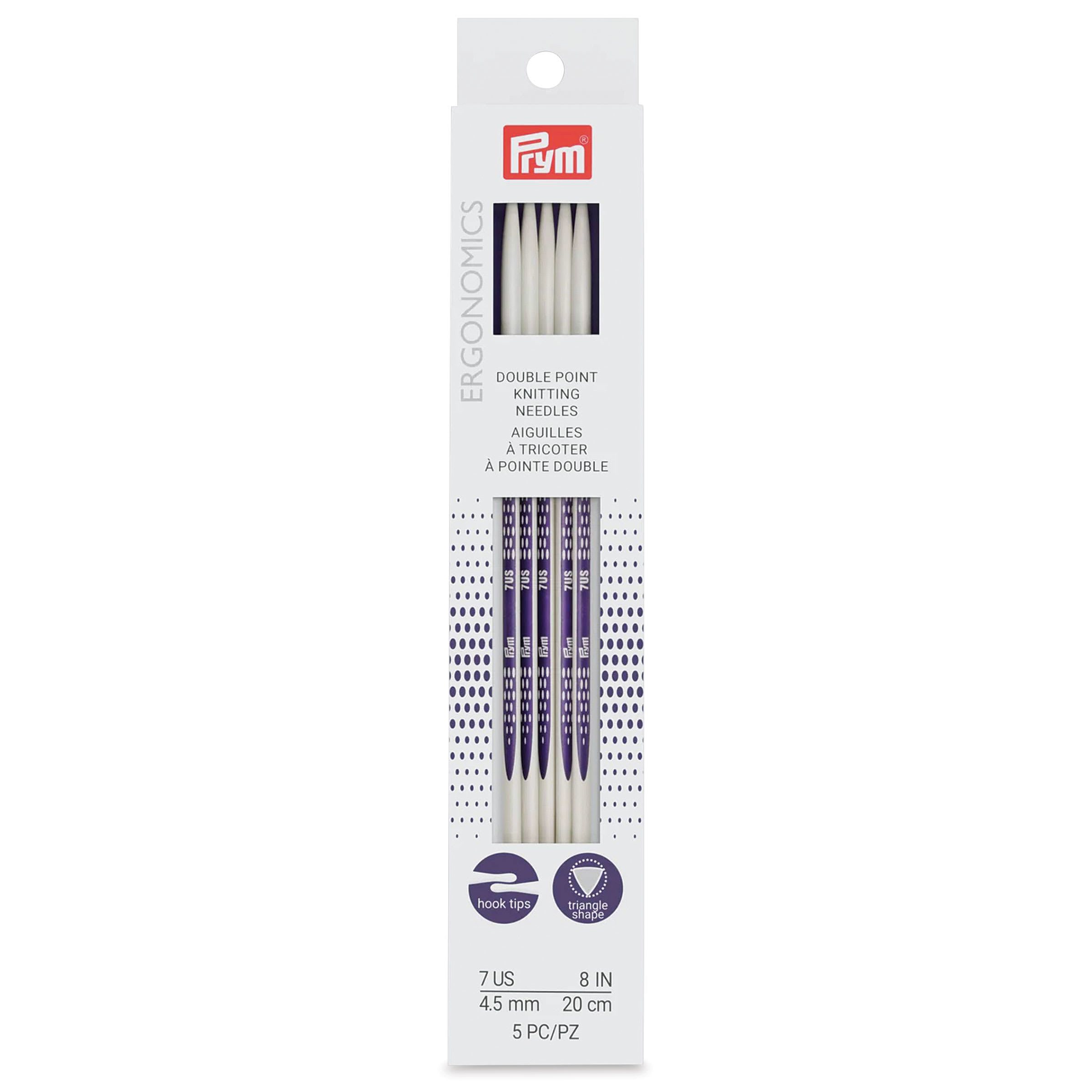 Prym Ergonomics Double Point Knitting Needle Set - Size 7, Set of 5, 8"