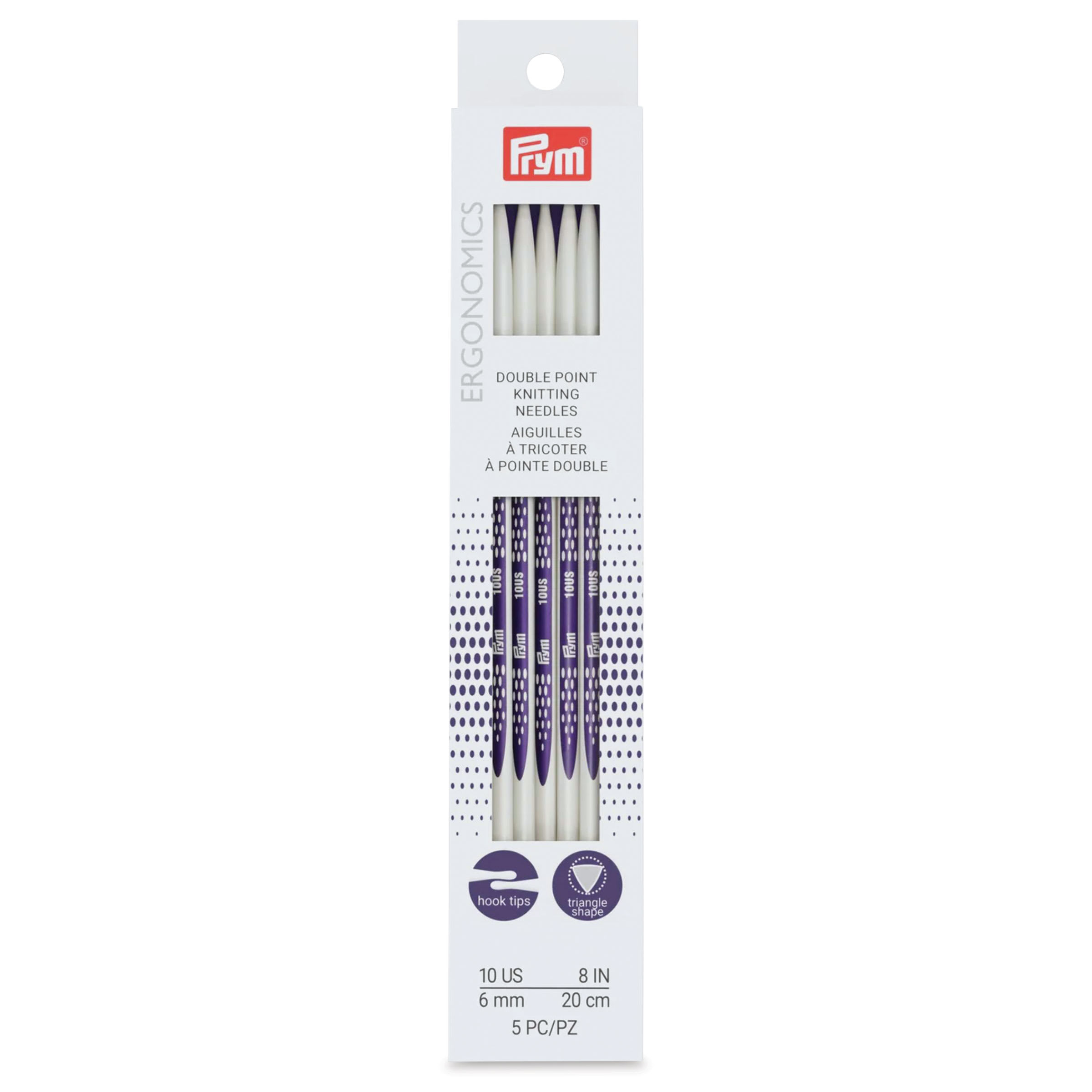 Prym Ergonomics Double Point Knitting Needle Set - Size 10, Set of 5, 8"