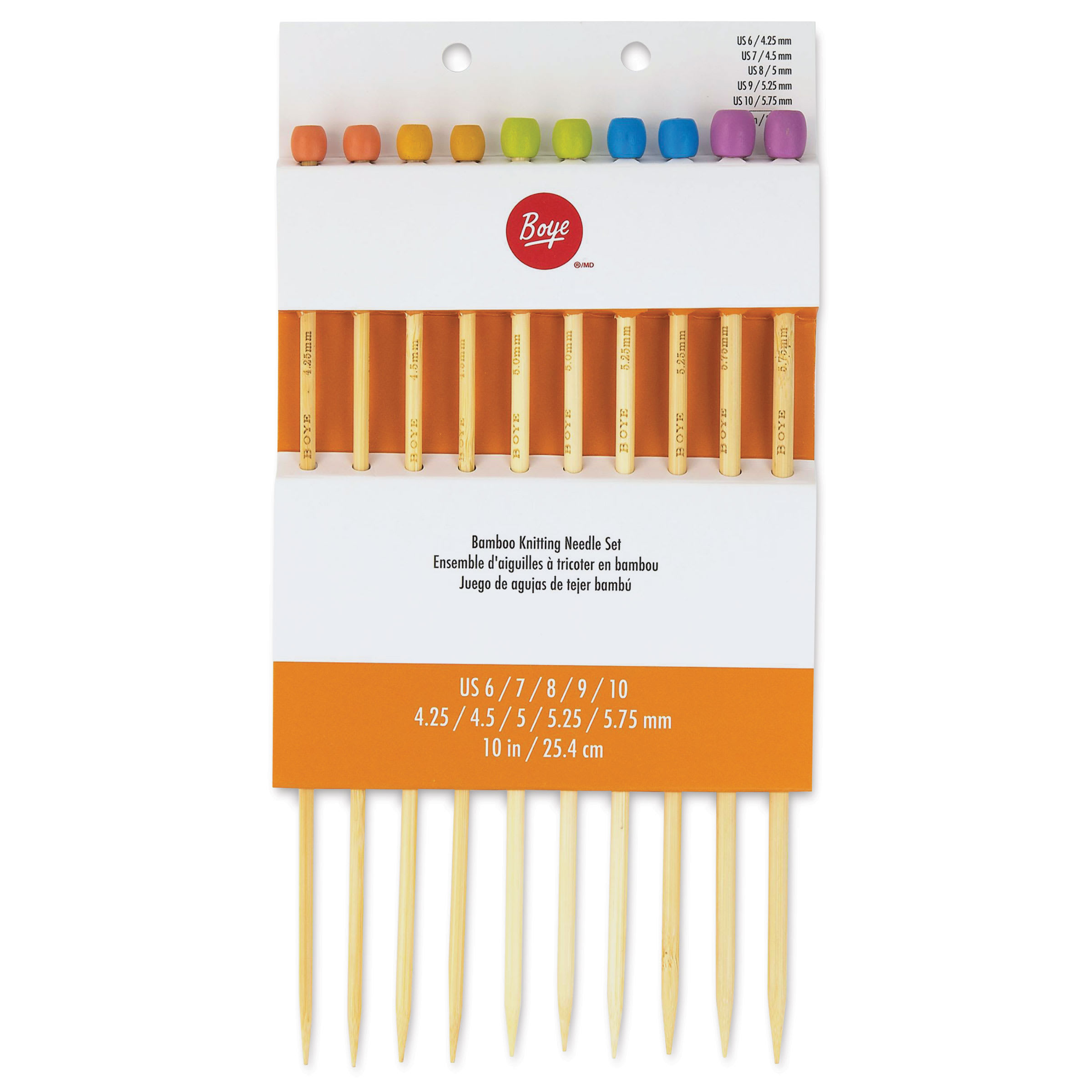 Boye Bamboo Knitting Needles - Set of 5, US 6 - 10, 10"