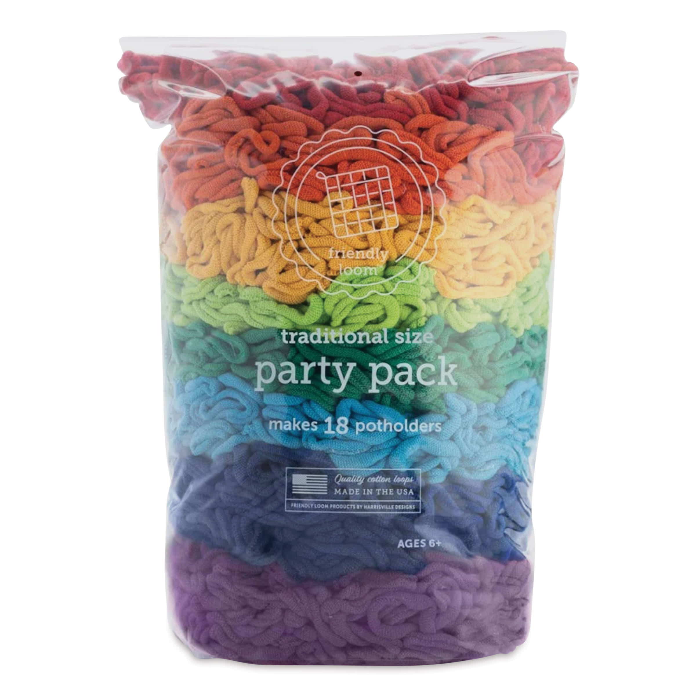 Friendly Loom Traditional Size Cotton Loops - Rainbow, Party Pack