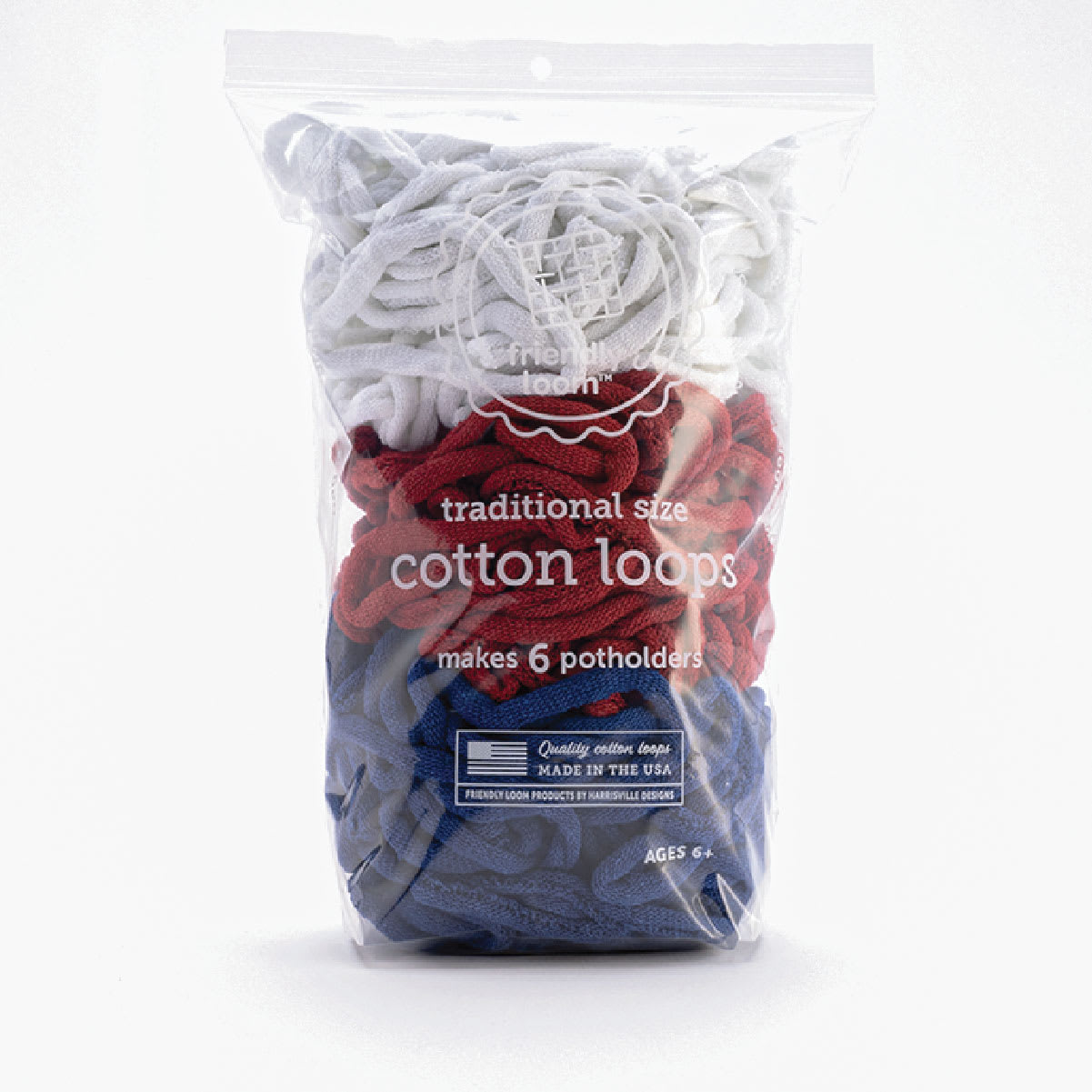 Friendly Loom Traditional Size Cotton Loops - 4th of July, Lotta Loops