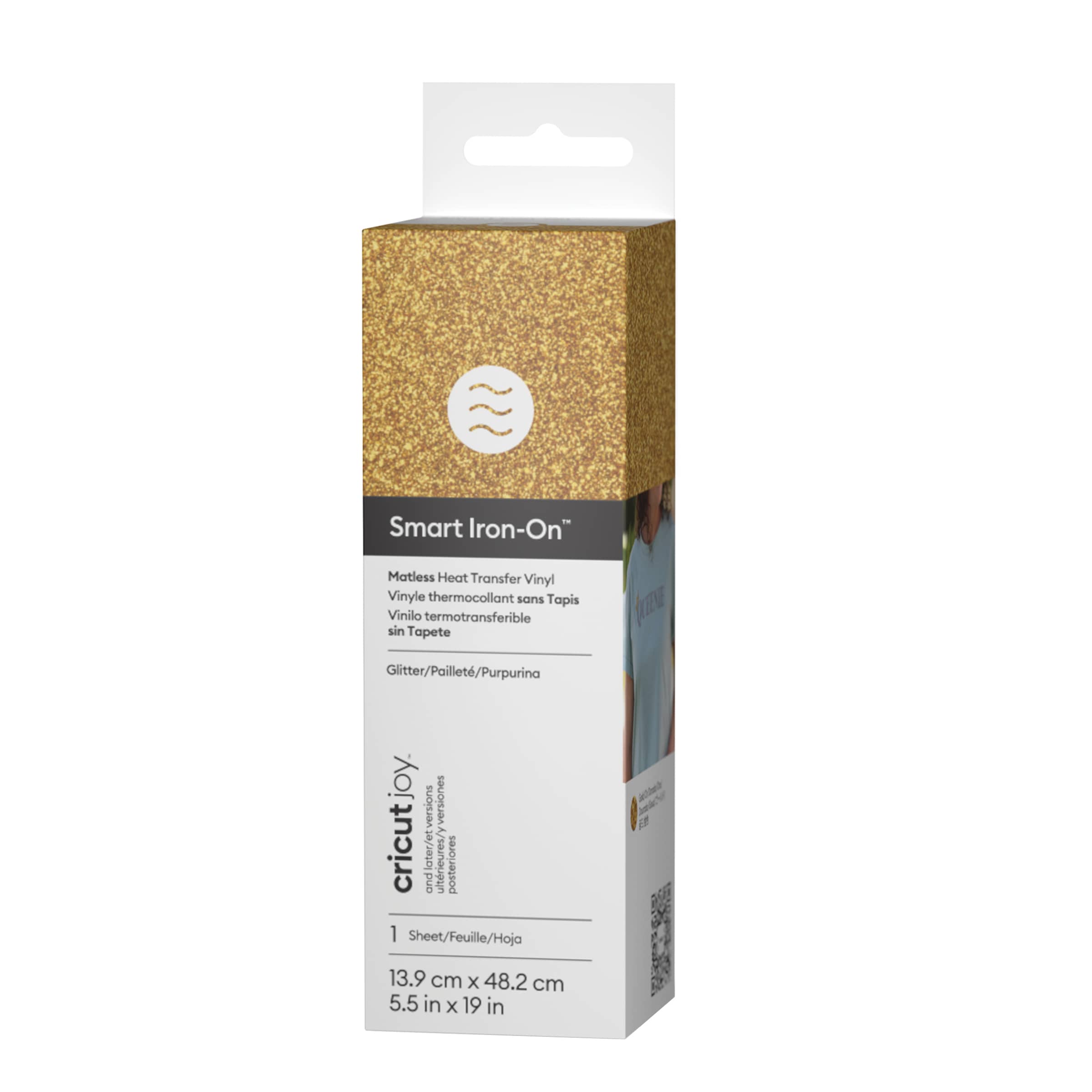 Cricut Joy Smart Iron-On - Glitter Gold, 5-1/2" x 19", Roll