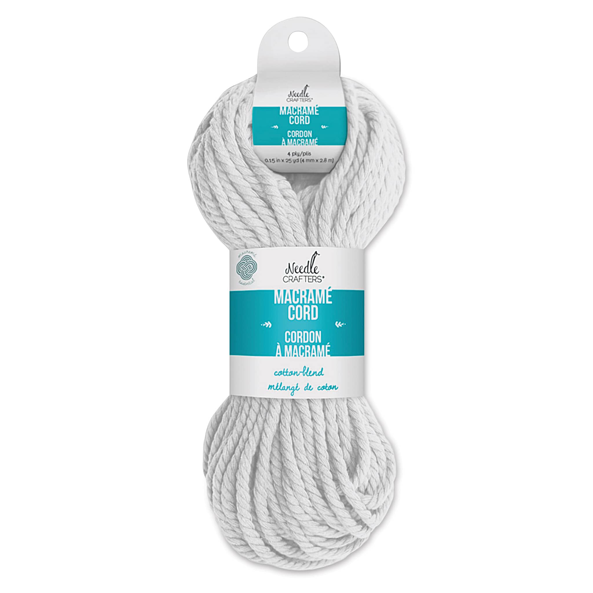 Needle Crafters Macramé Cord - White, 4 mm x 25 yds