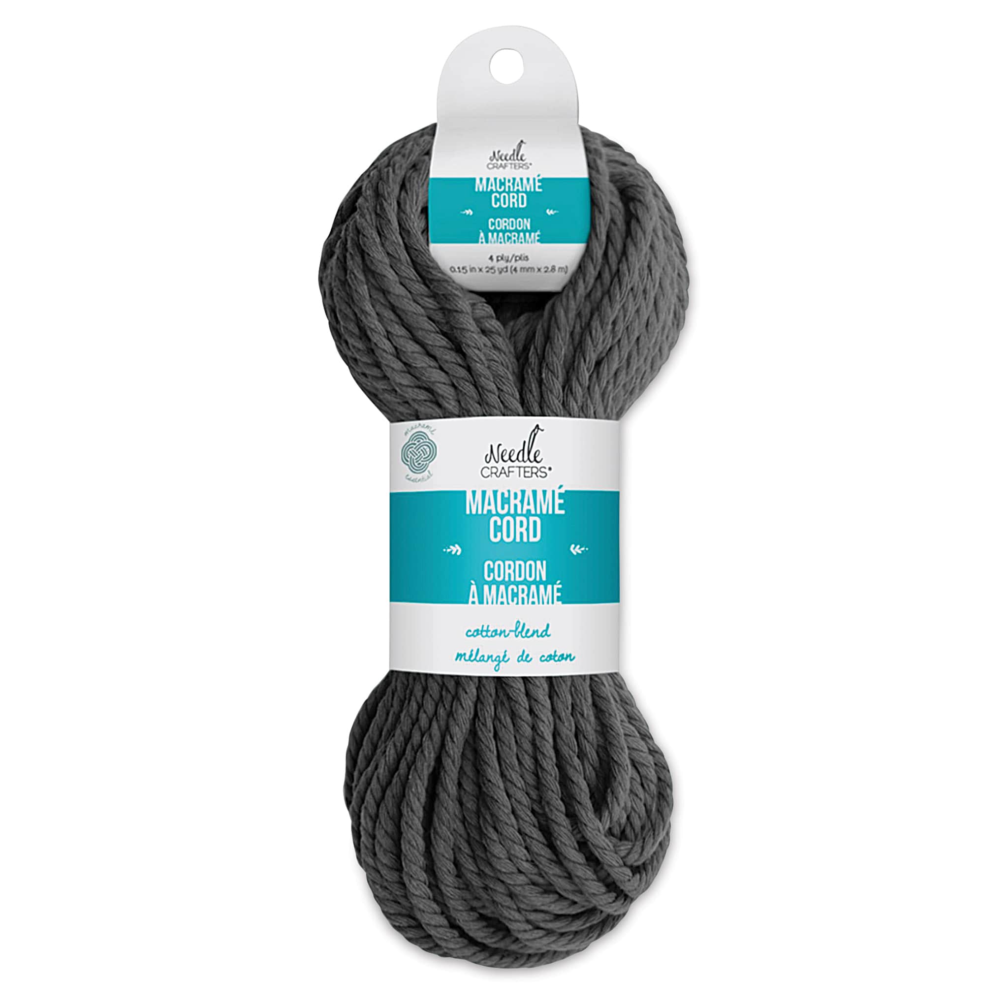 Needle Crafters Macramé Cord - Charcoal, 4 mm x 25 yds
