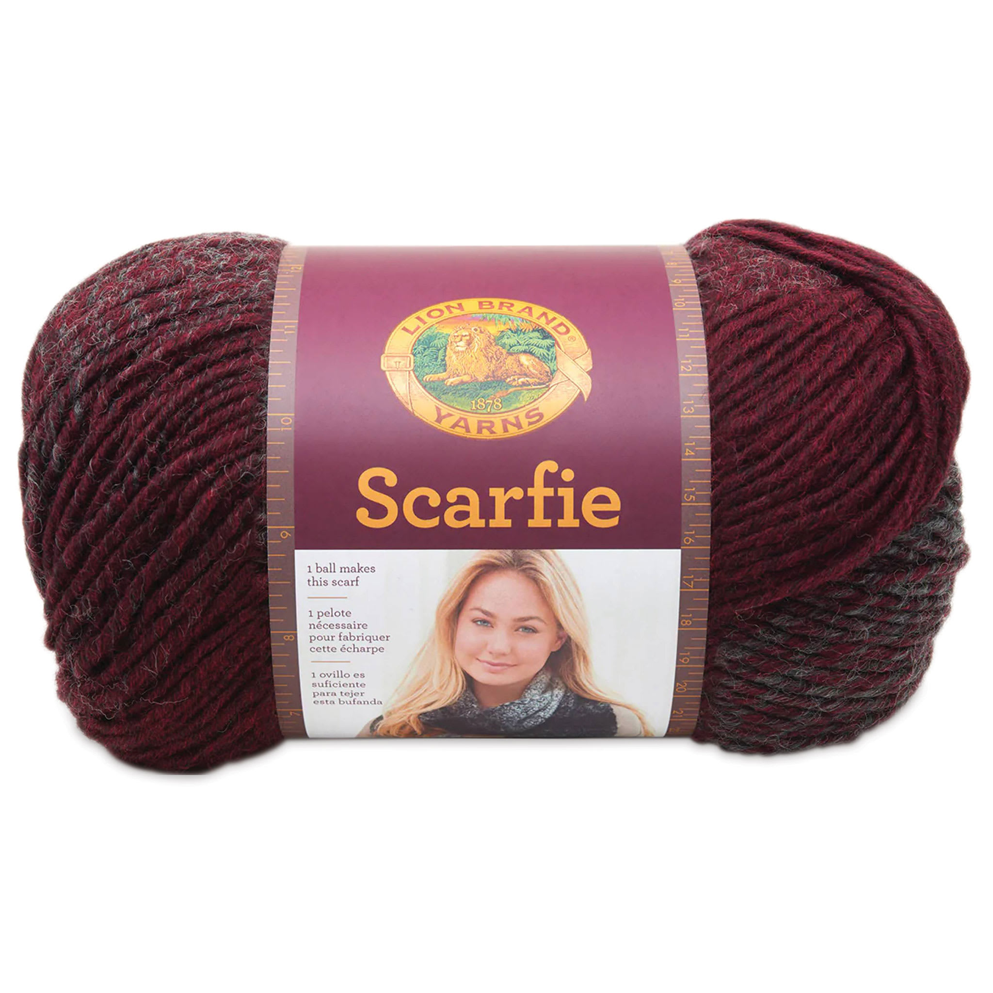 Lion Brand Scarfie Yarn  ClaretOxford 312 yds
