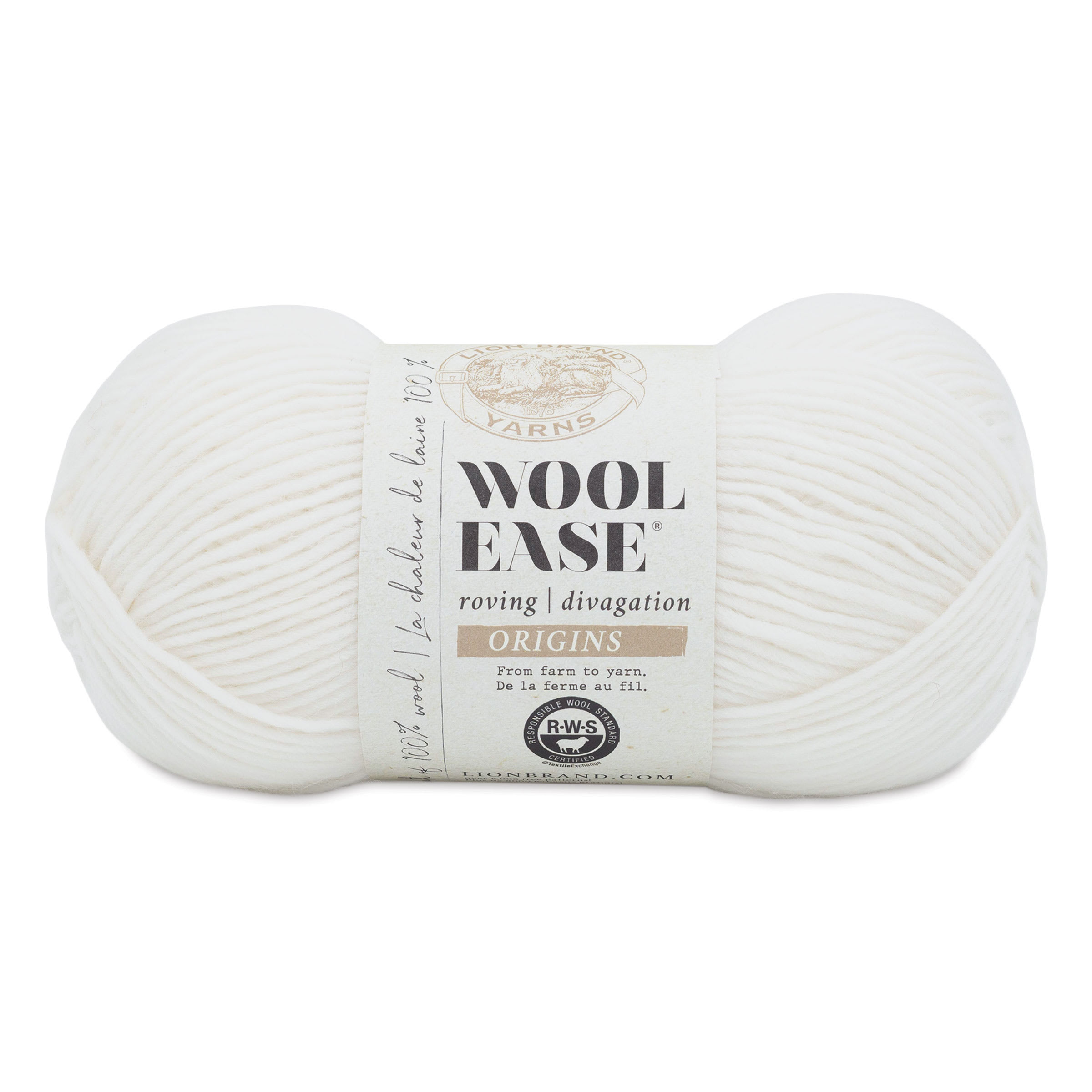 Lion Brand Wool-Ease Roving Origins Yarn - Cream, 299 yds