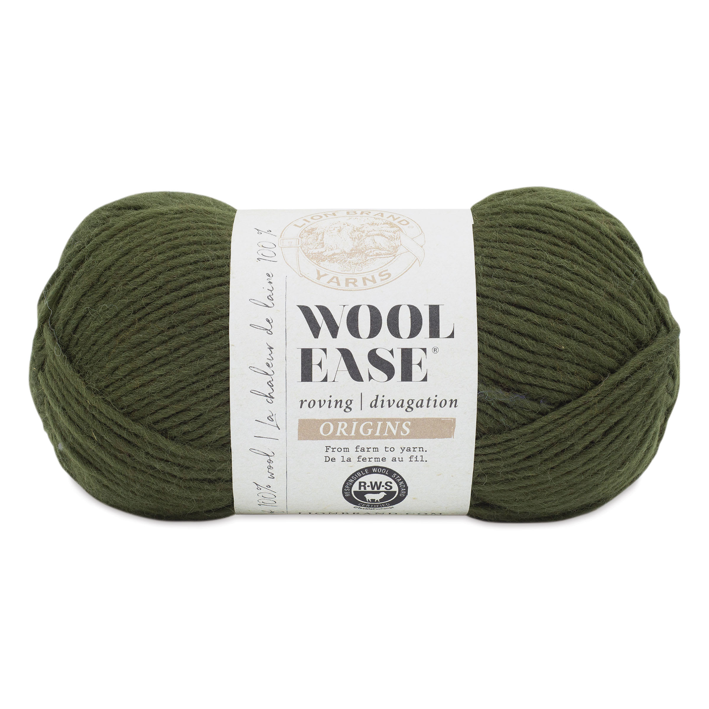 Lion Brand Wool-Ease Roving Origins Yarn - Olive, 299 yds