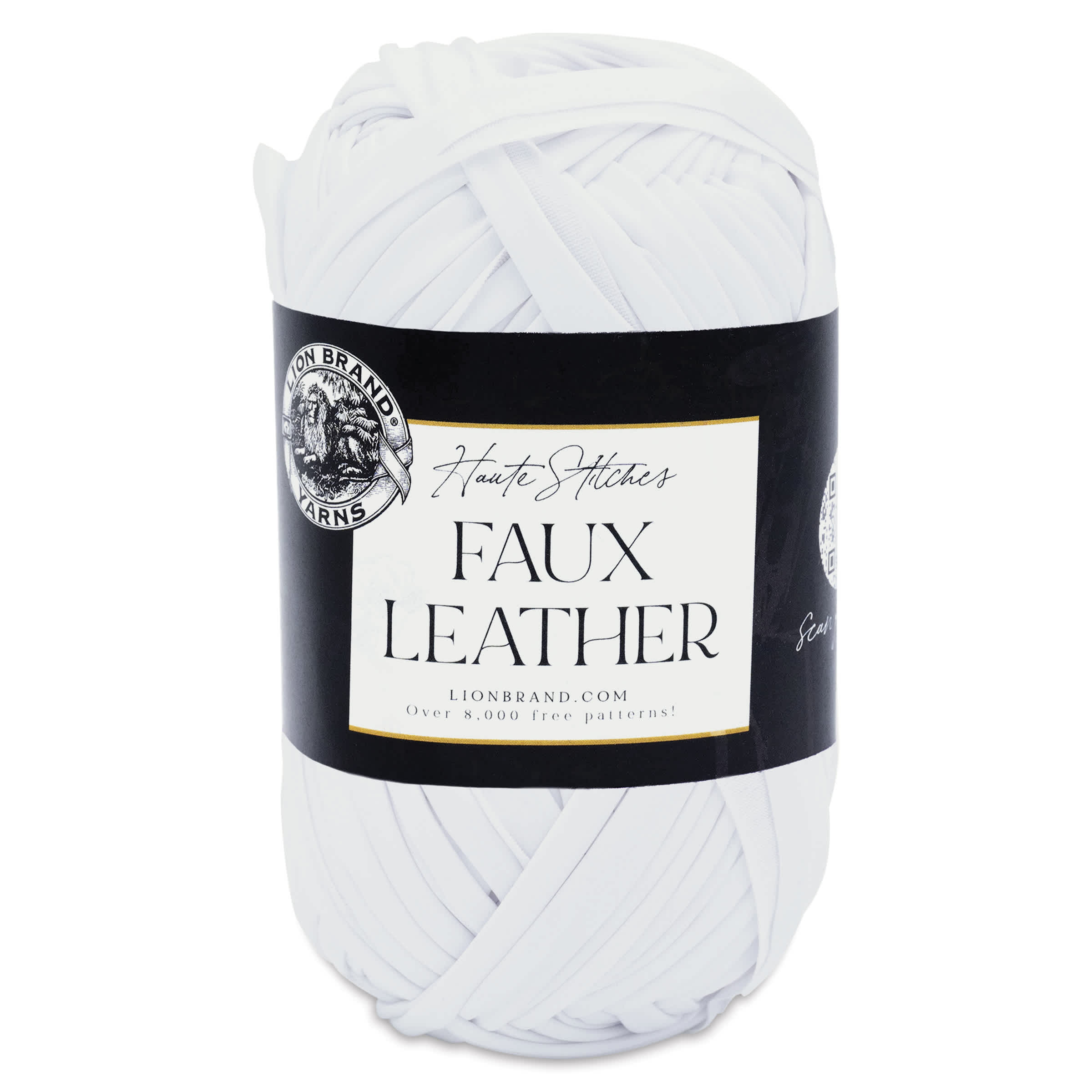 Lion Brand Yarn Haute Stitches Faux Leather Yarn - New York White, 39 yds