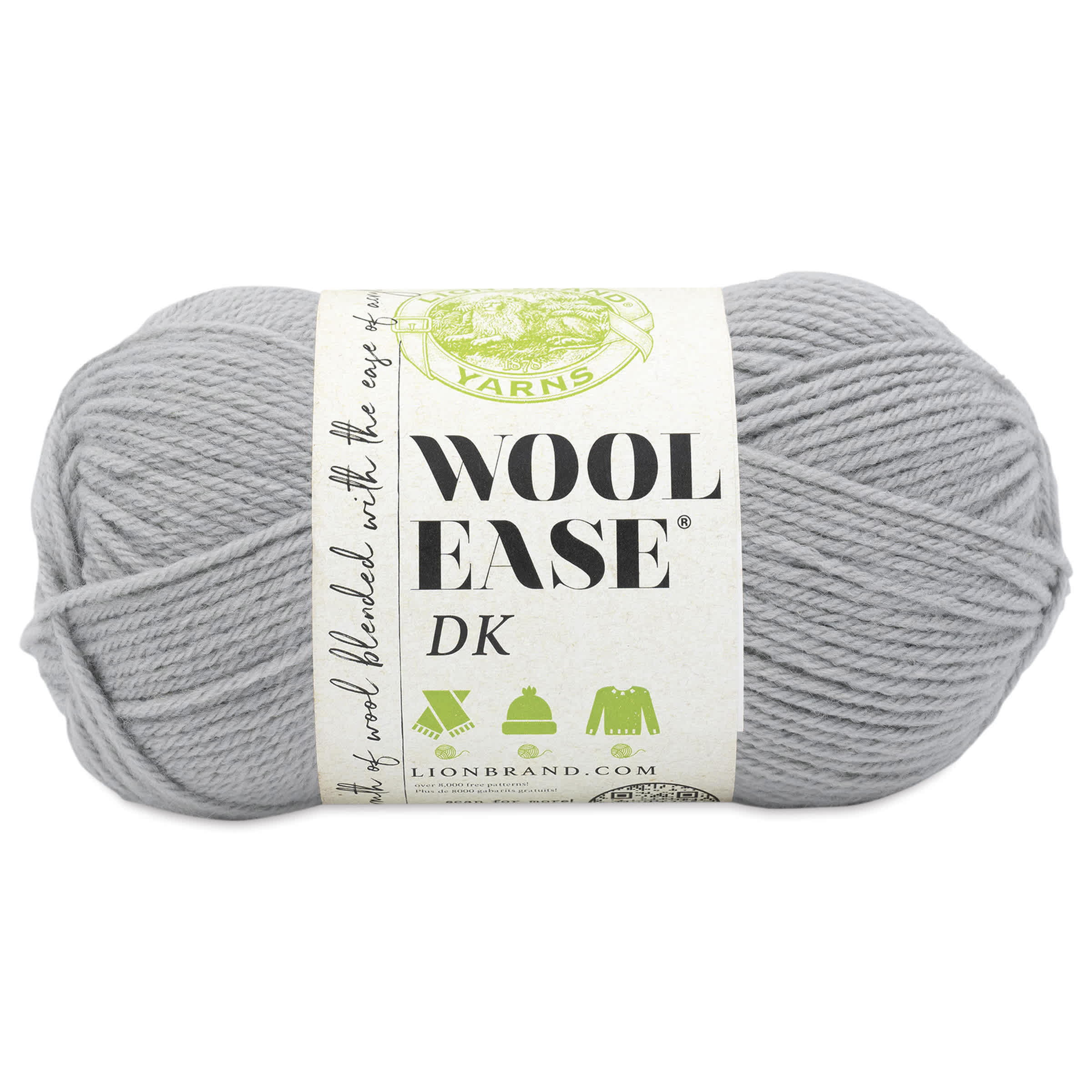 Lion Brand Yarn WoolEase DK Yarn  Quiet Grey 232 yds