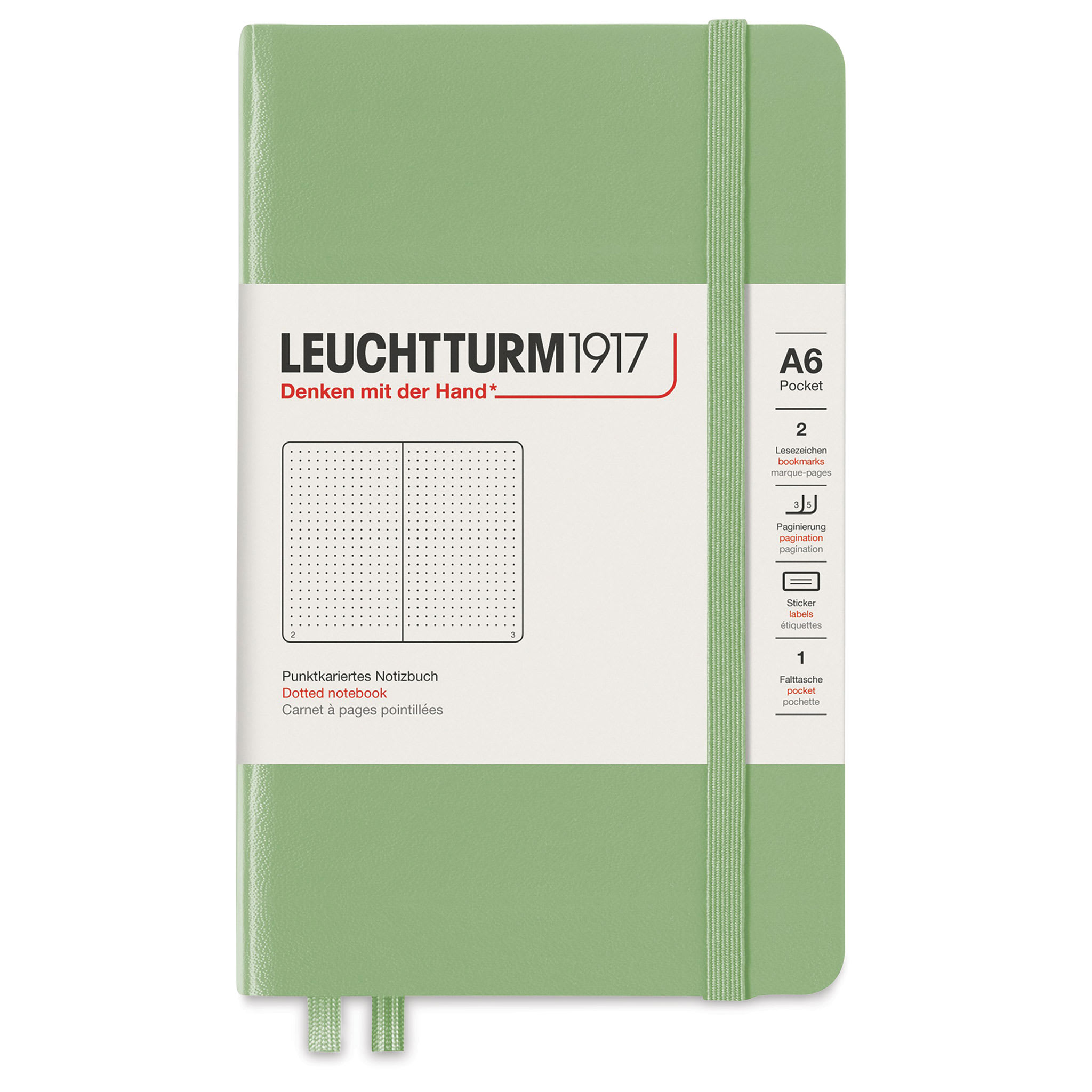 Leuchtturm1917 Dotted Hardbound Notebook - Sage, 3-1/2" x 6"