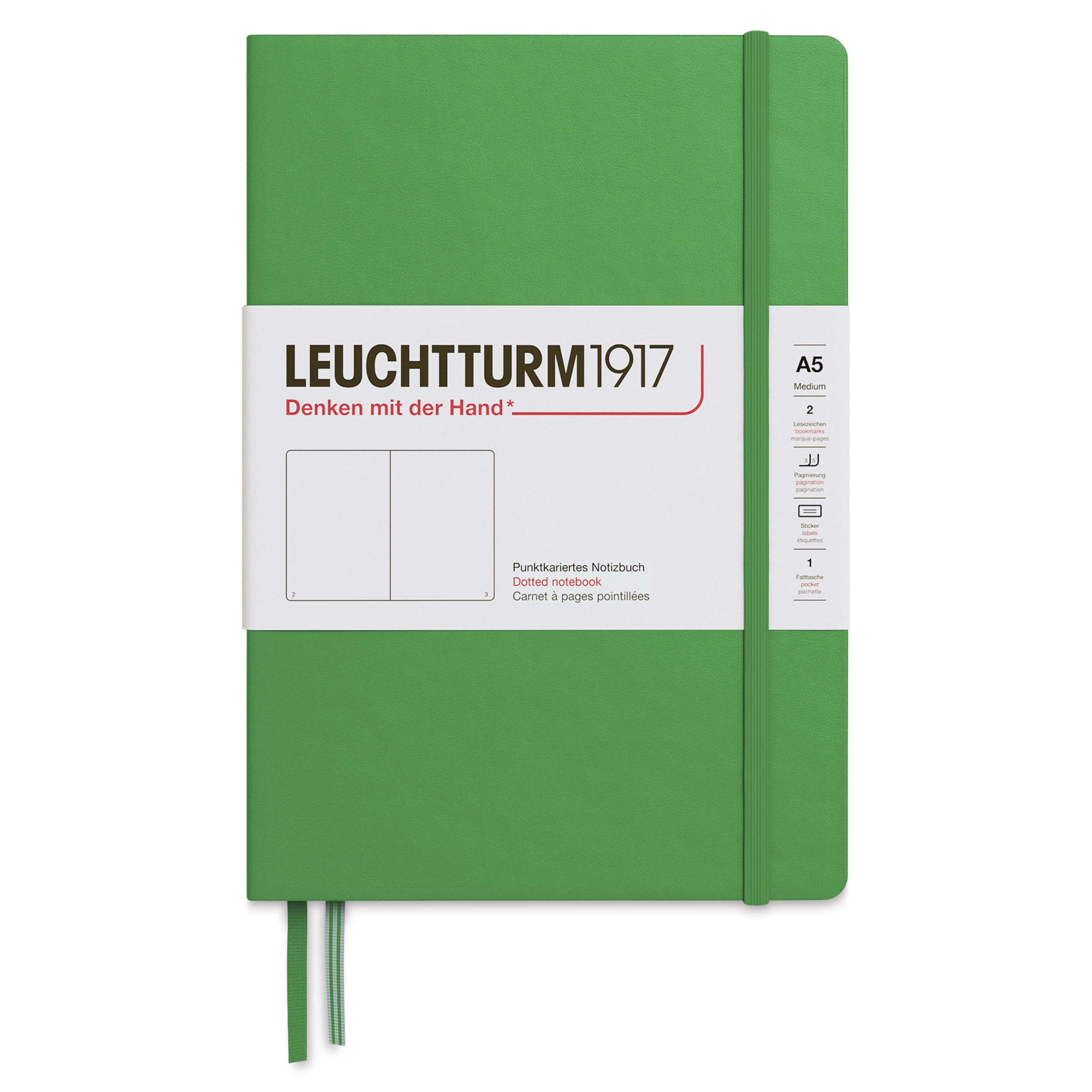 Leuchtturm1917 Dotted Hardbound Notebook - Spring Leaf, 5-3/4" x 8-1/4"