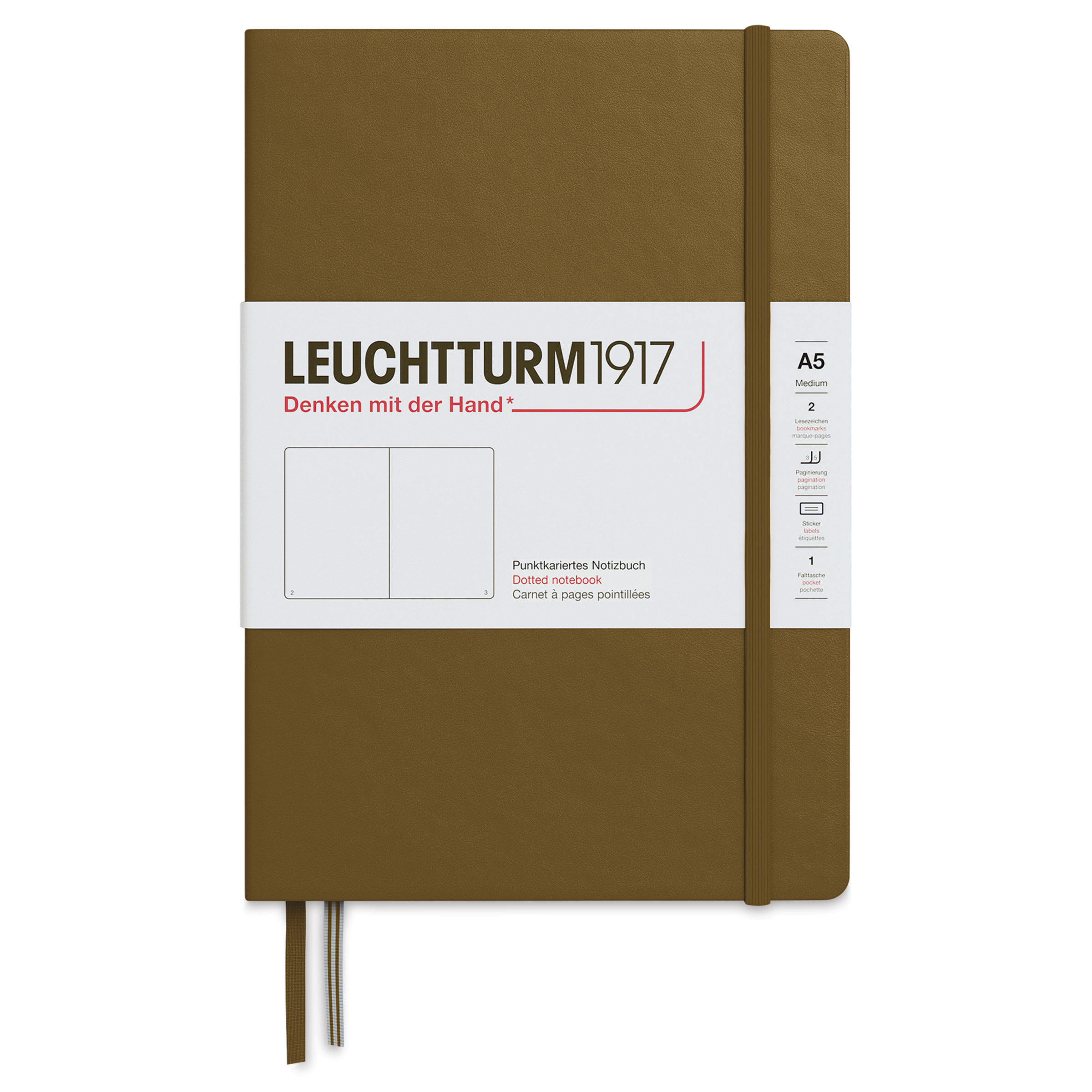 Leuchtturm1917 Dotted Hardbound Notebook - Spice Brown, 5-3/4" x 8-1/4"