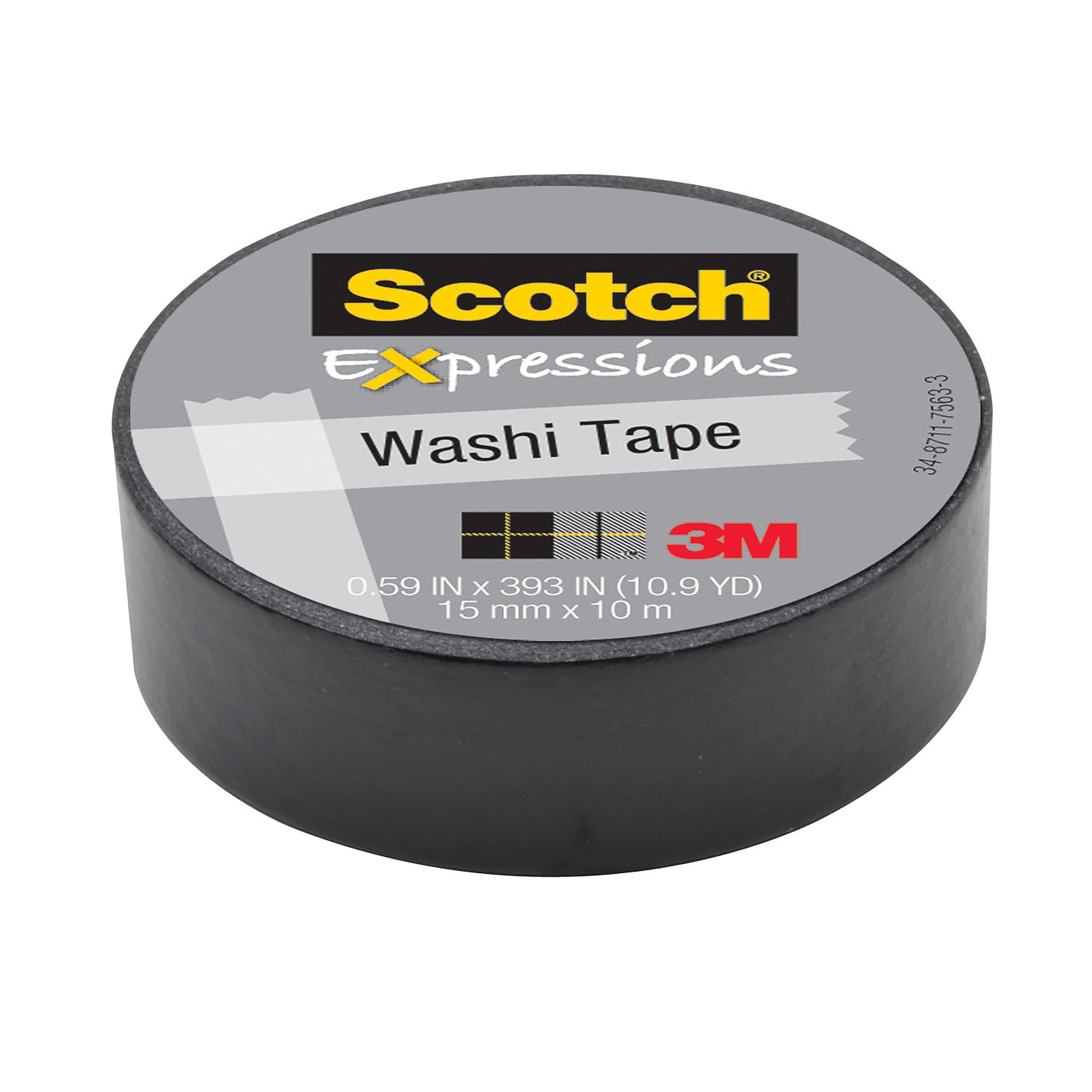 Scotch Expressions Washi Tape, 0.59 x 10.91 yds, Black (C314-BLK) | Quill