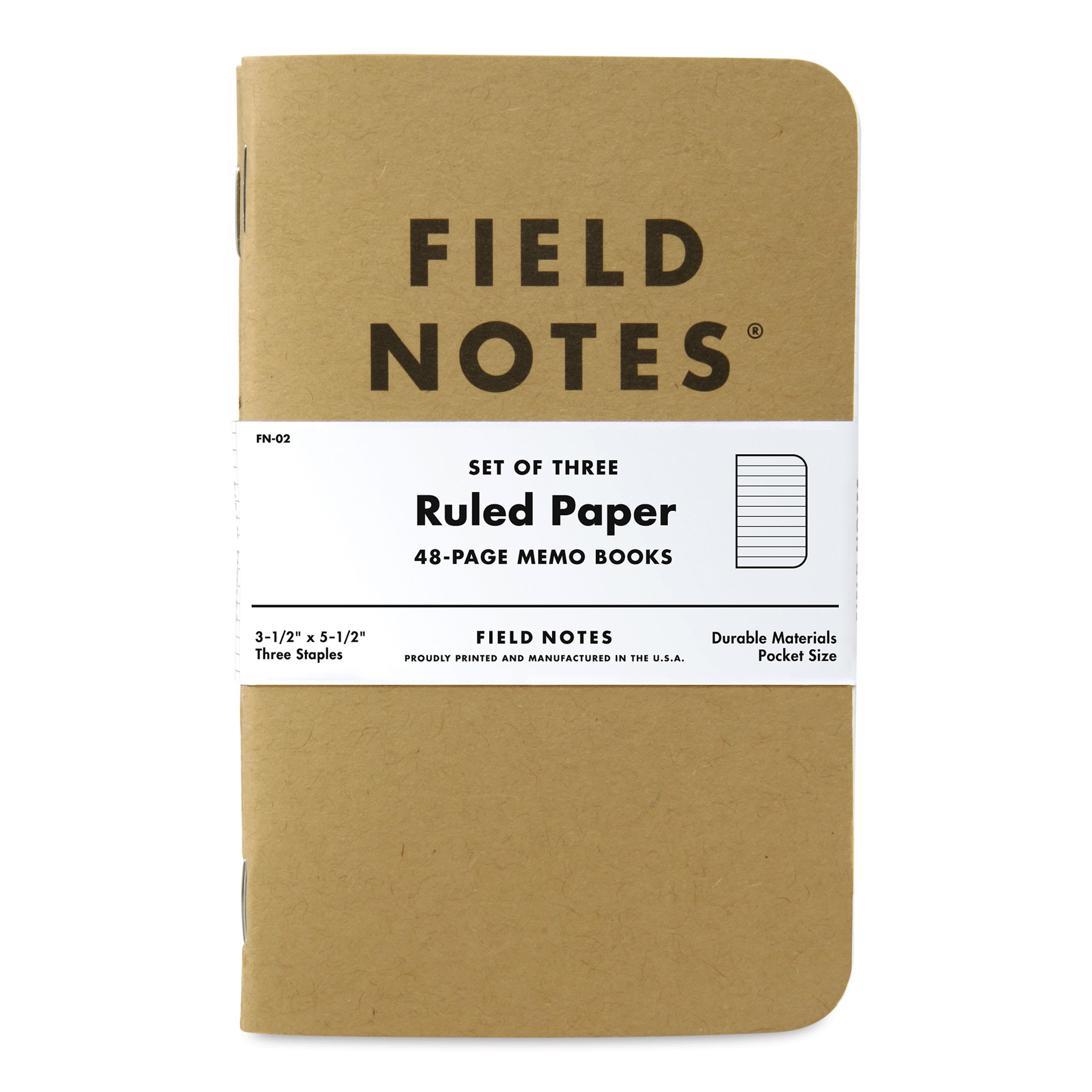 Field Notes Original Kraft 3-Pack Notebooks - Ruled, 3-1/2" x 5-1/2", 48 Pages