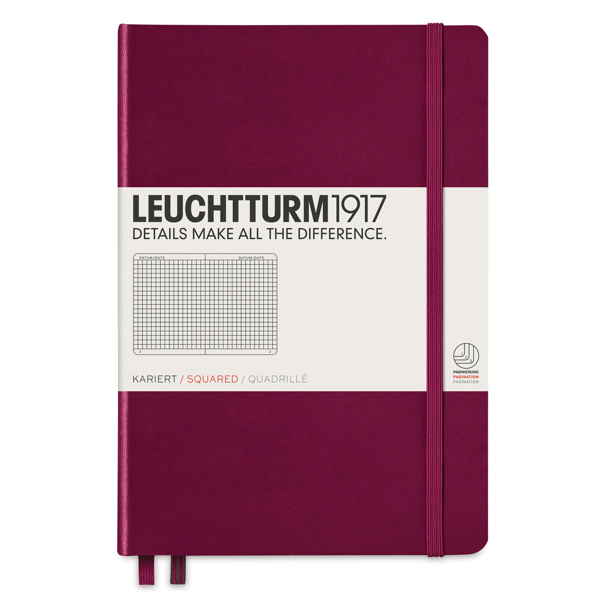 Leuchtturm1917 Squared Hardbound Notebook - Port Red, 5-3/4" x 8-1/4"