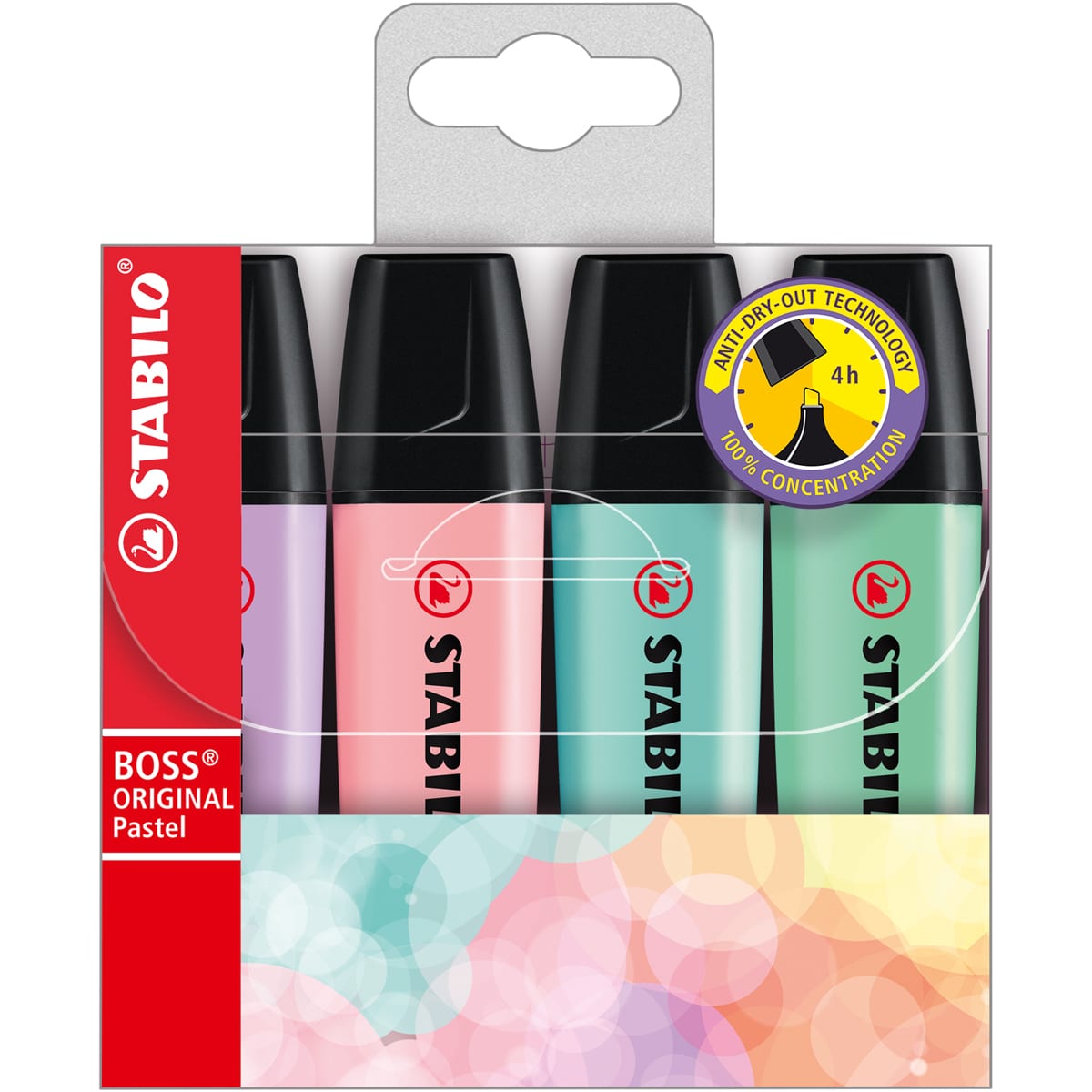 Stabilo Boss Highlighter Assorted Pastel - Wallet of 4