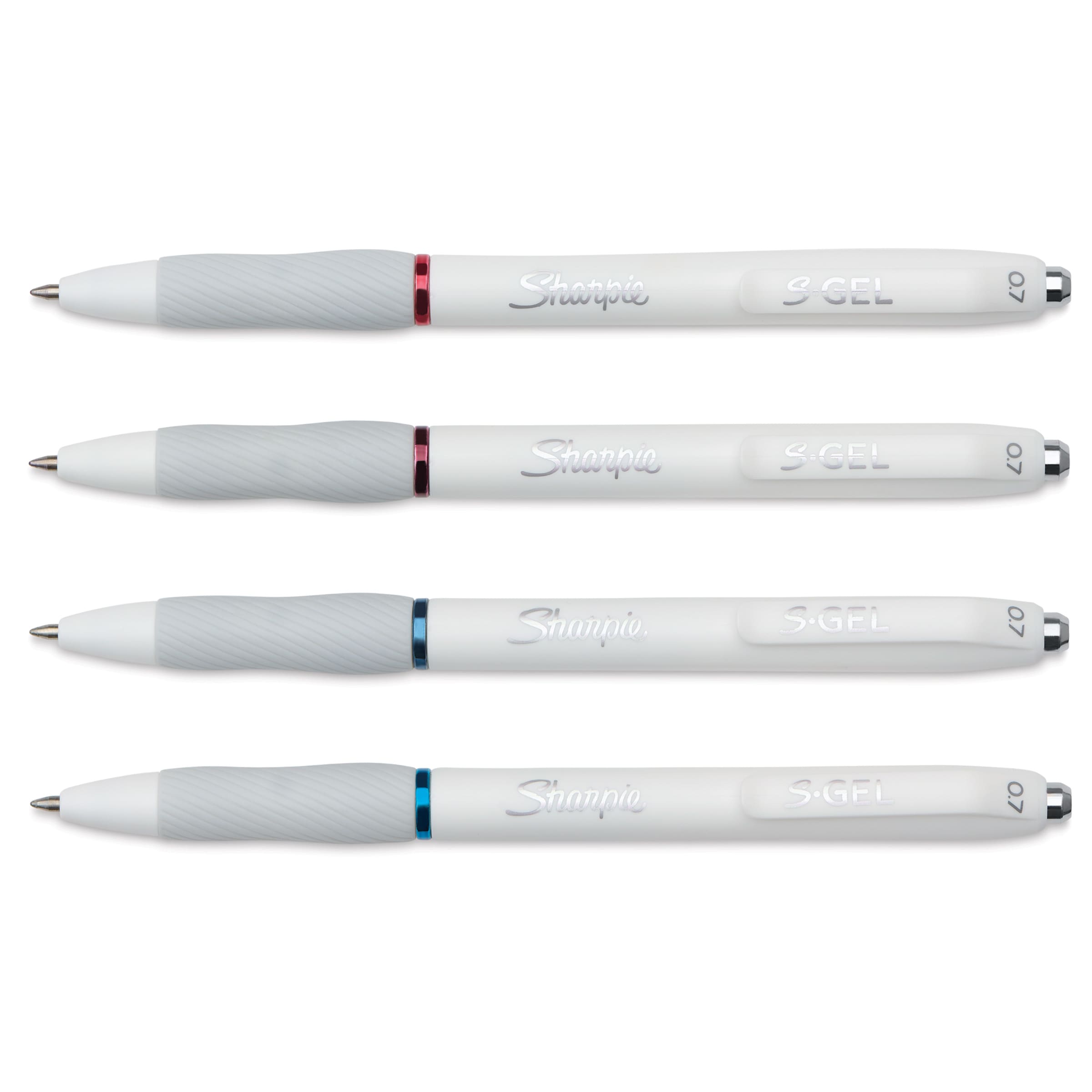 S-Gel Retractable Gel Pens, Medium Point, 0.7mm White Barrels, Assorted Jewel Inks, Pack Of 4 Pens