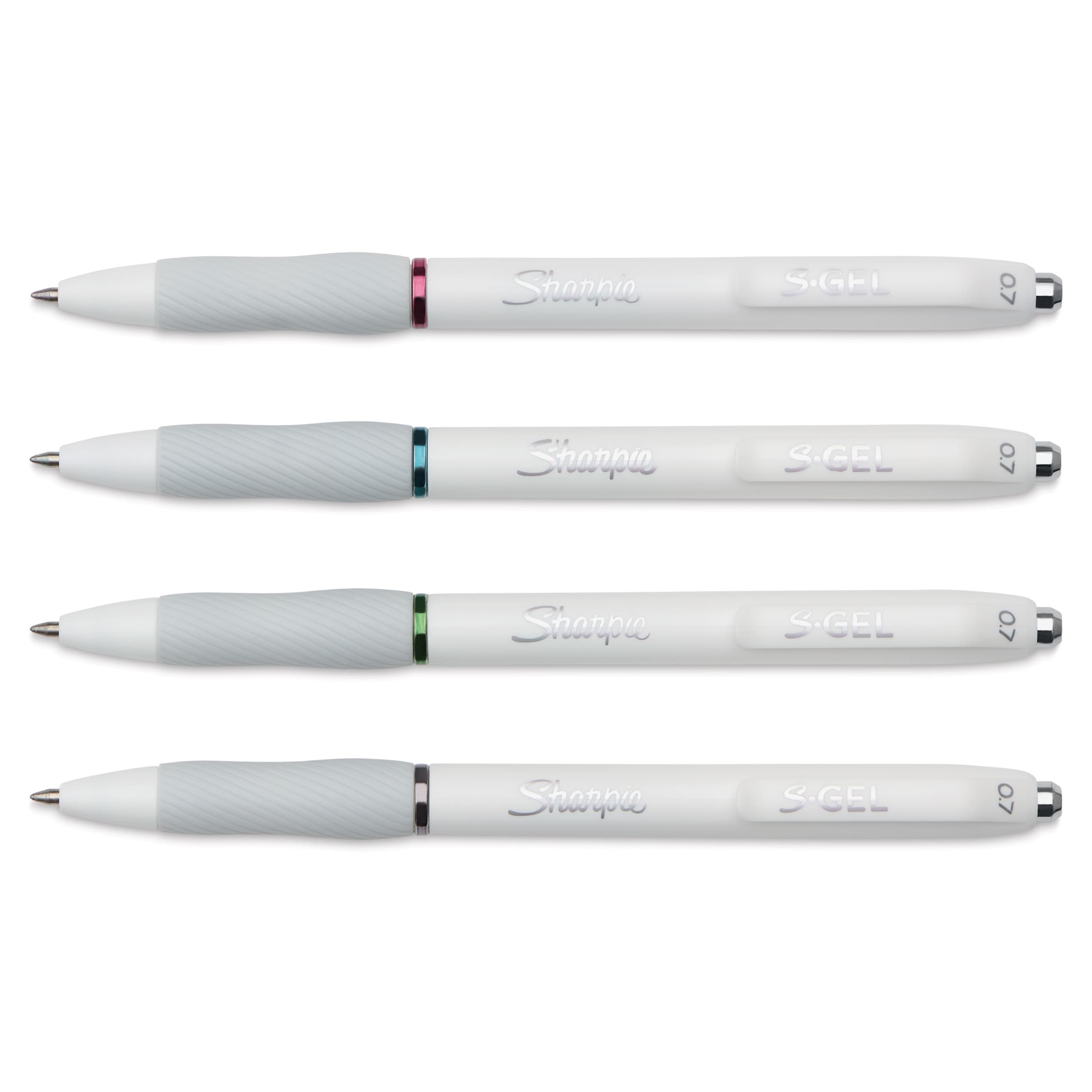 S-Gel Retractable Gel Pens, Medium Point, 0.7mm White Barrels, Assorted Inks, Pack Of 4 Pens