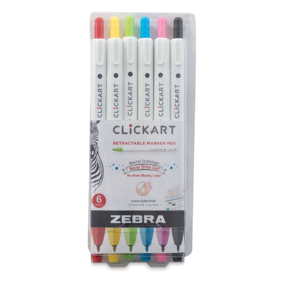 Zebra ClickArt Retractable Marker Pen 0.6 mm Assorted - 6.0 EA