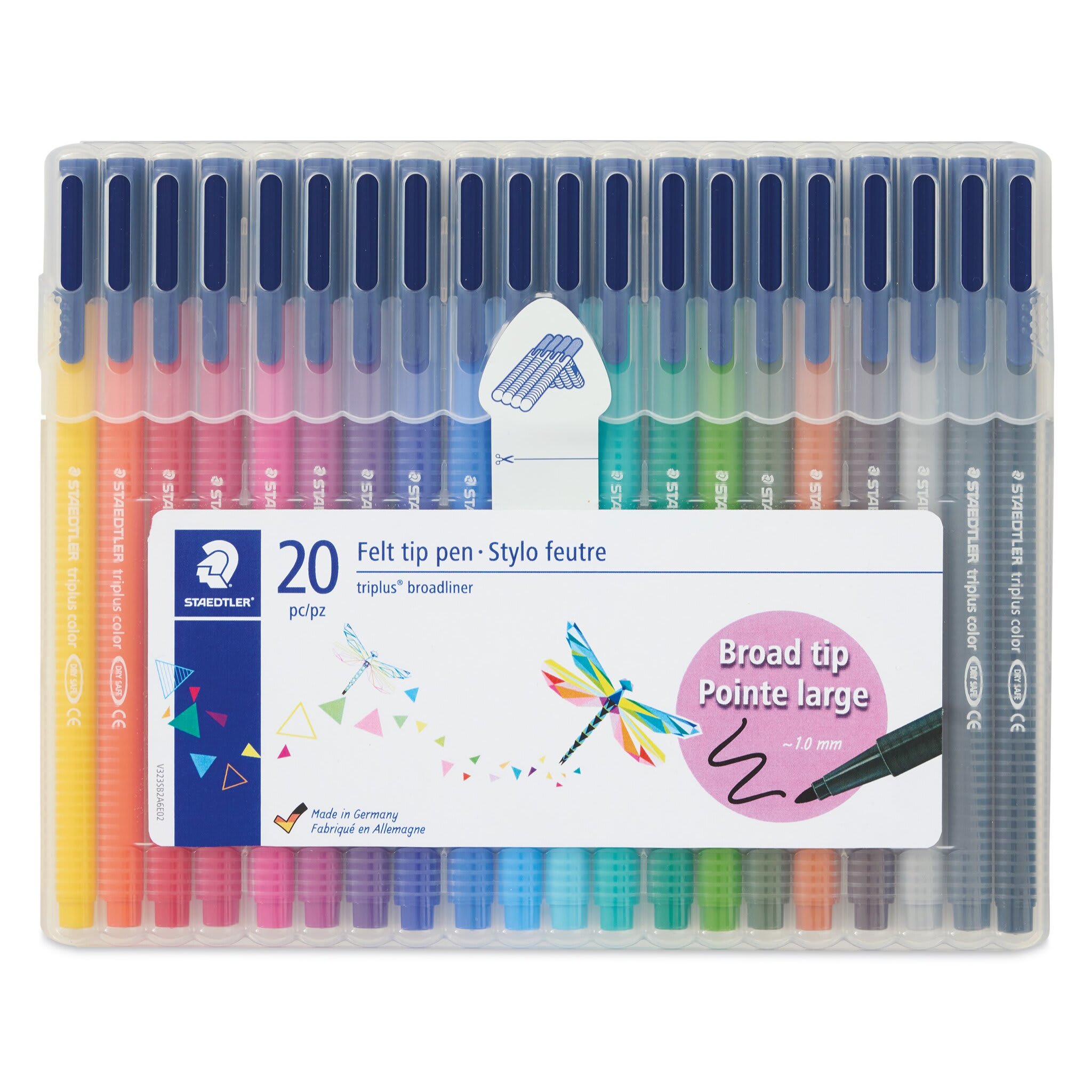 Staedtler Triplus Broadliner Felt Tip Pens - Assorted Colors, Set of 20