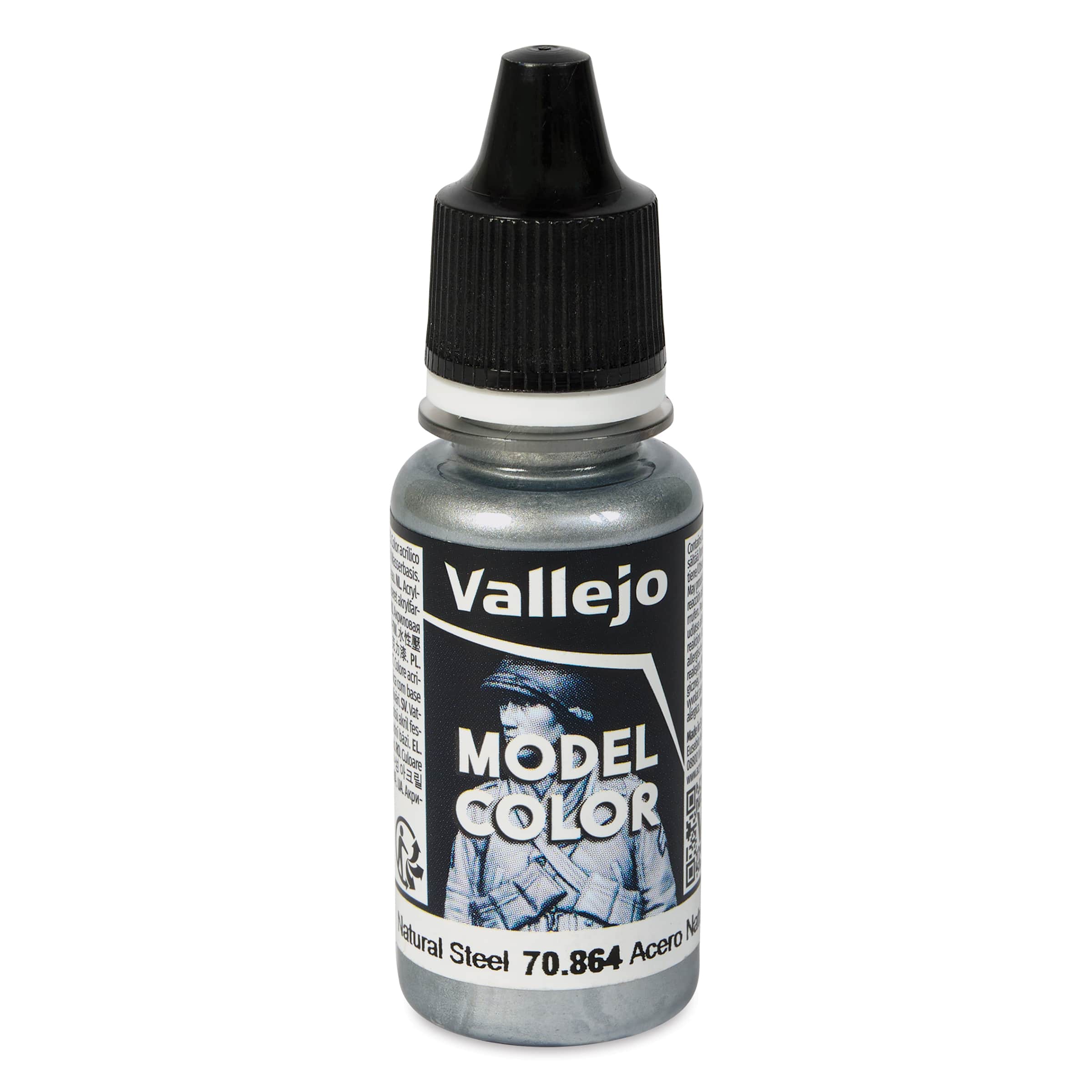 Vallejo Acrylic Model Color Paint - Natural Steel, 18 ml