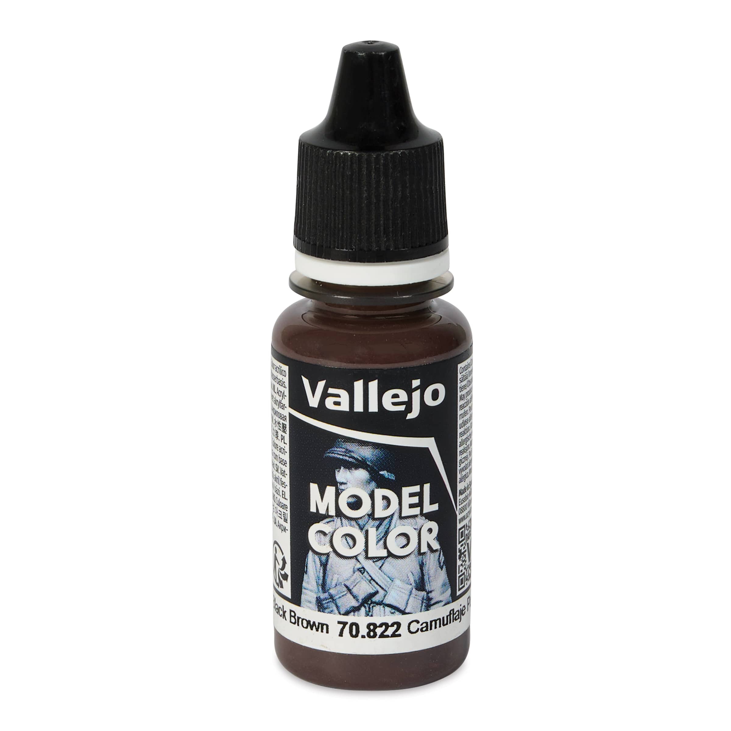 Vallejo Acrylic Model Color Paint - Camouflage Black Brown, 18 ml