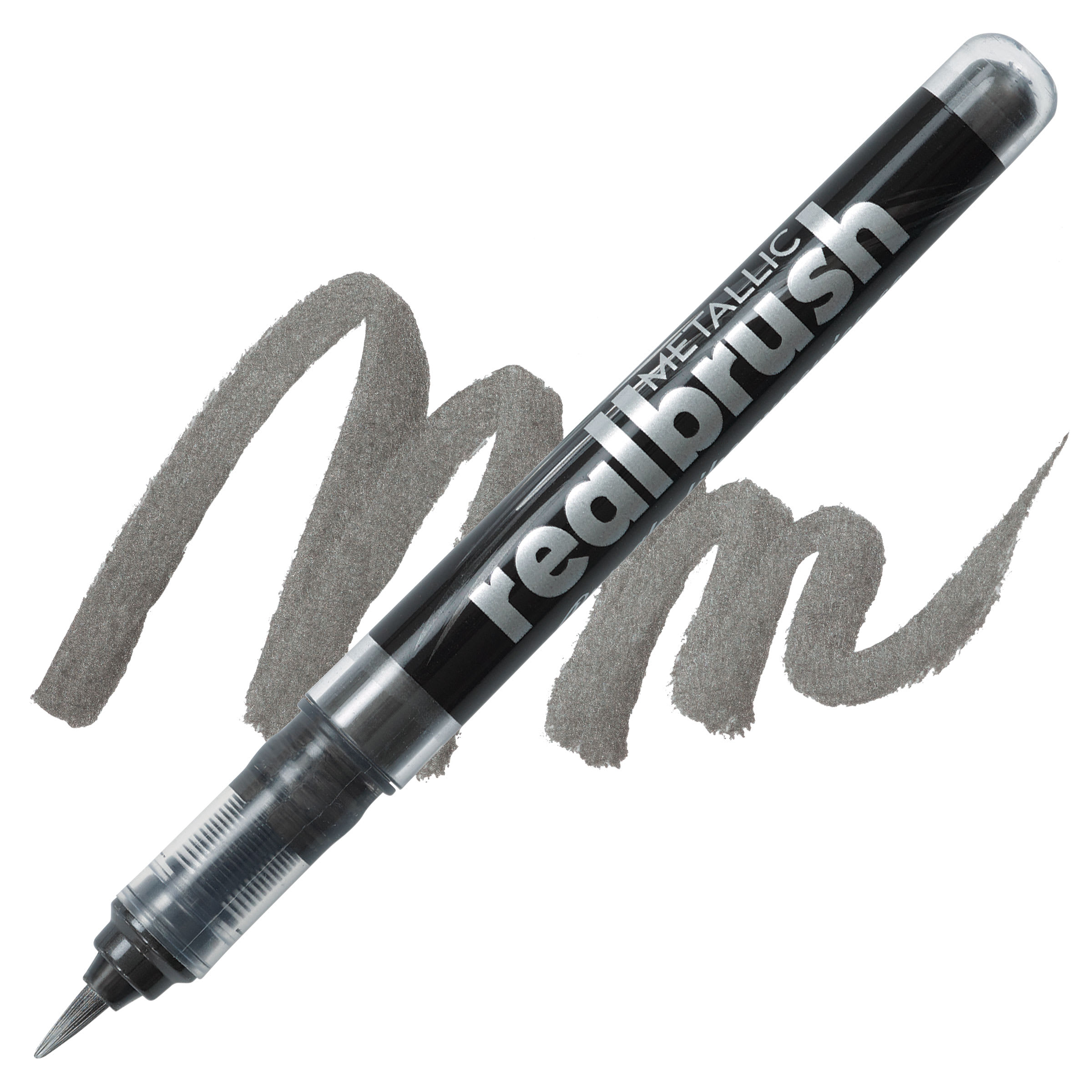 Karin Realbrush Metallic Marker - Black 8510, 4 mm, Brush Tip