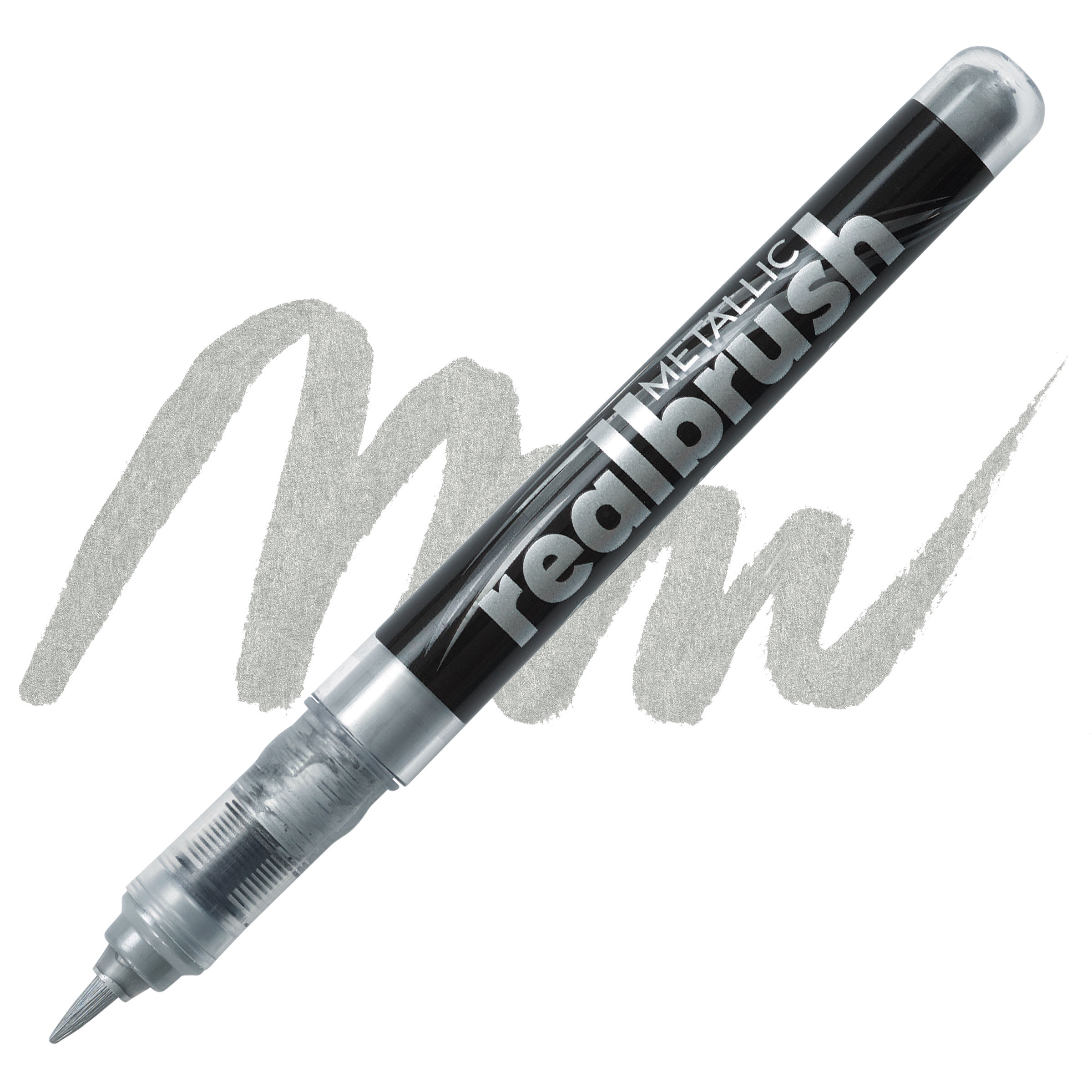 Karin Realbrush Metallic Marker - Silver 8580, 4 mm, Brush Tip