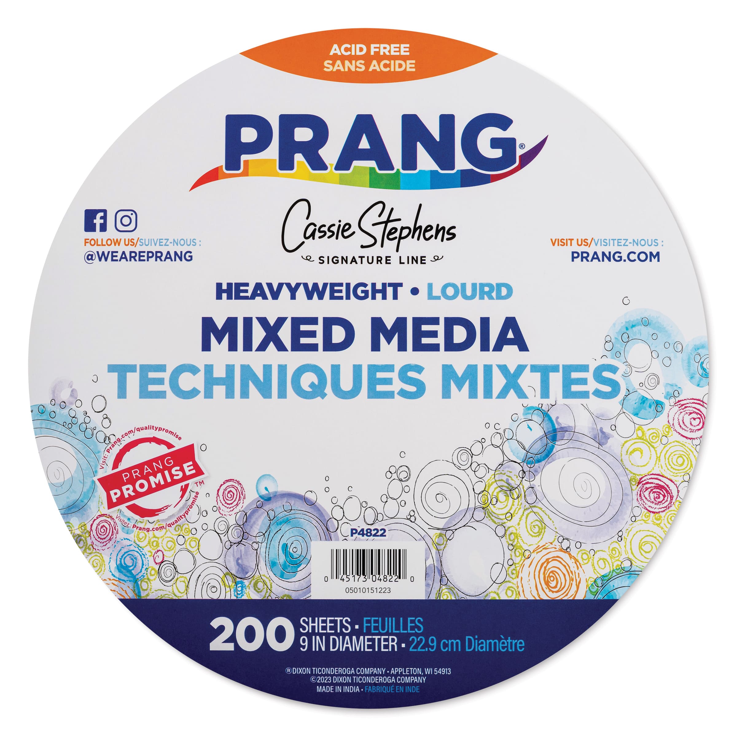 Prang Cassie Stephens Heavyweight Mixed Media Paper Circles, 9, White, 200/Sheets (PAC4822) | Quill
