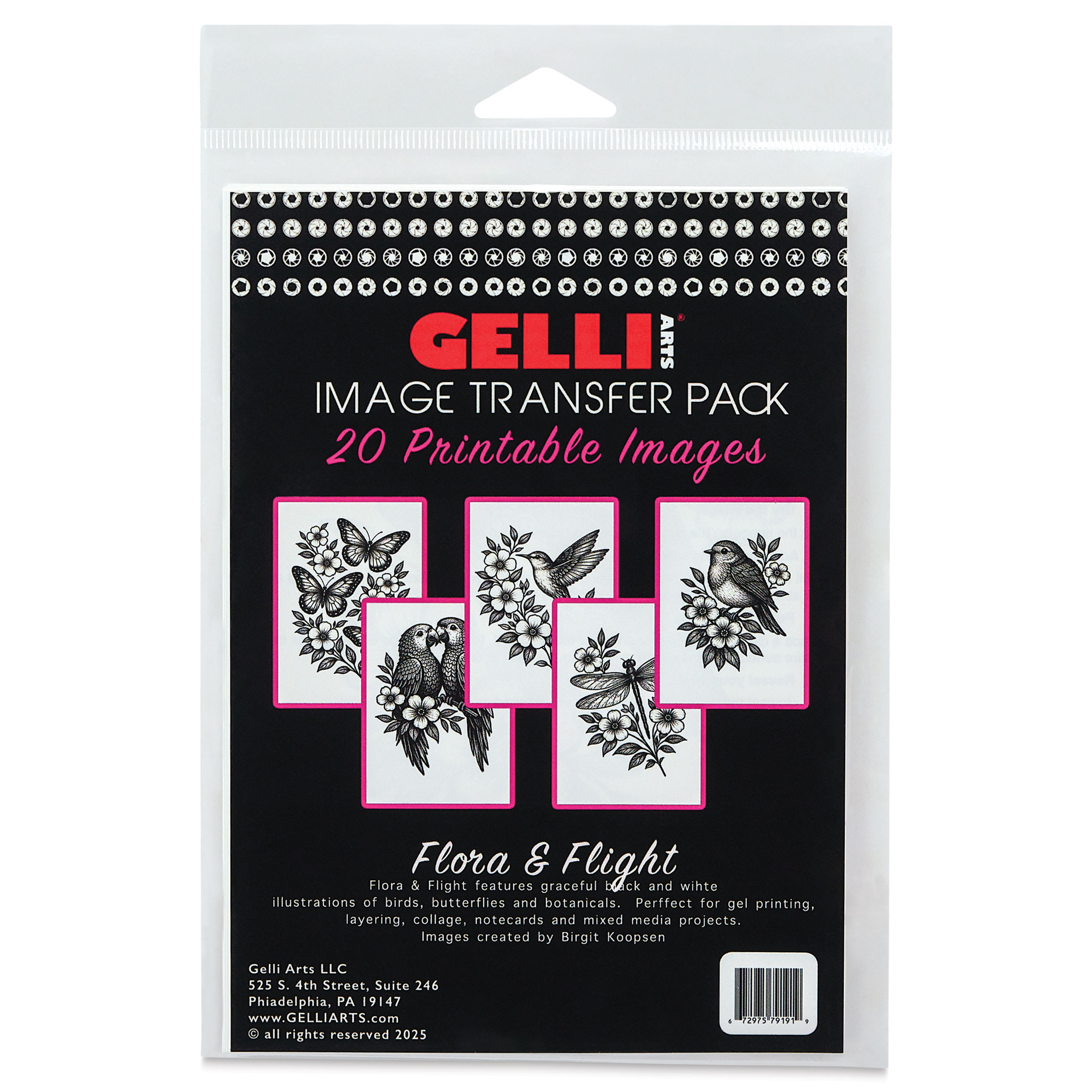 Gelli Arts Image Transfer Pack - Pkg of 20, Flora and Flight