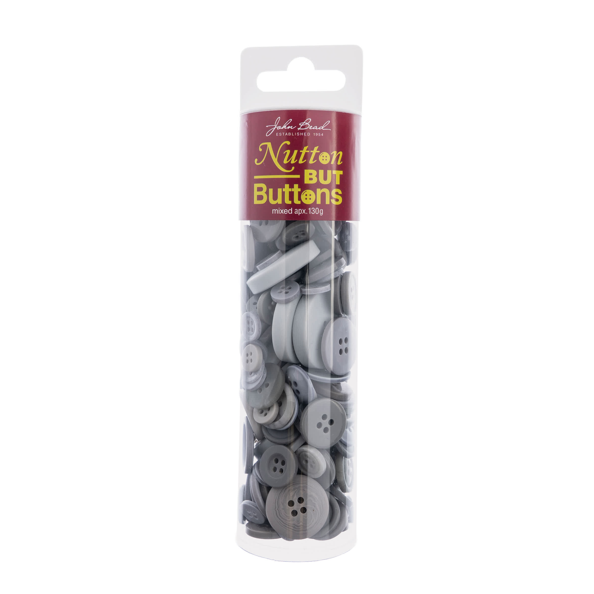 John Bead Nutton but Buttons Mixed Sizes for Diy Crafts, 130g - Grey