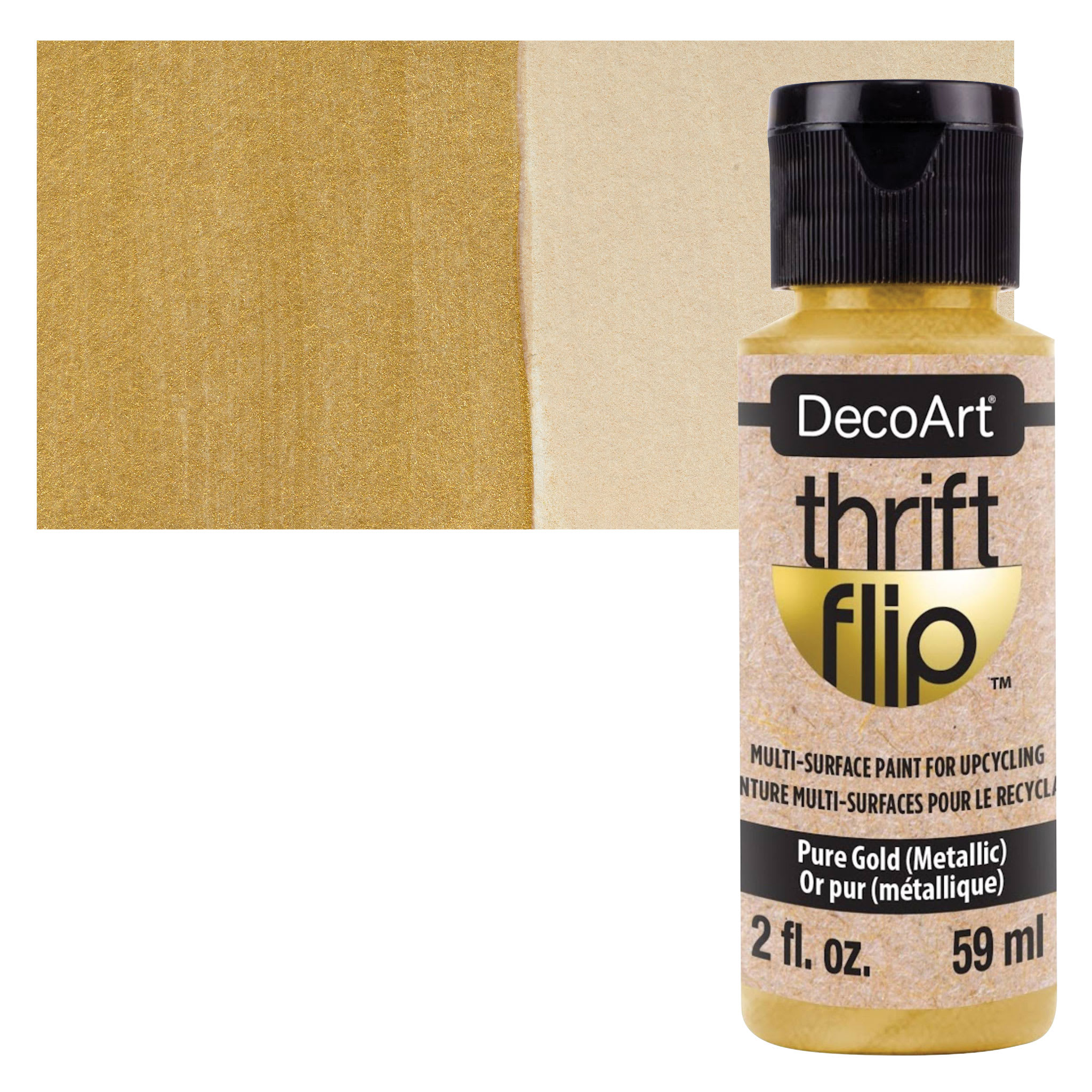 DecoArt Thrift Flip Multi-Surface Paint - Pure Gold Metallic, 2 oz
