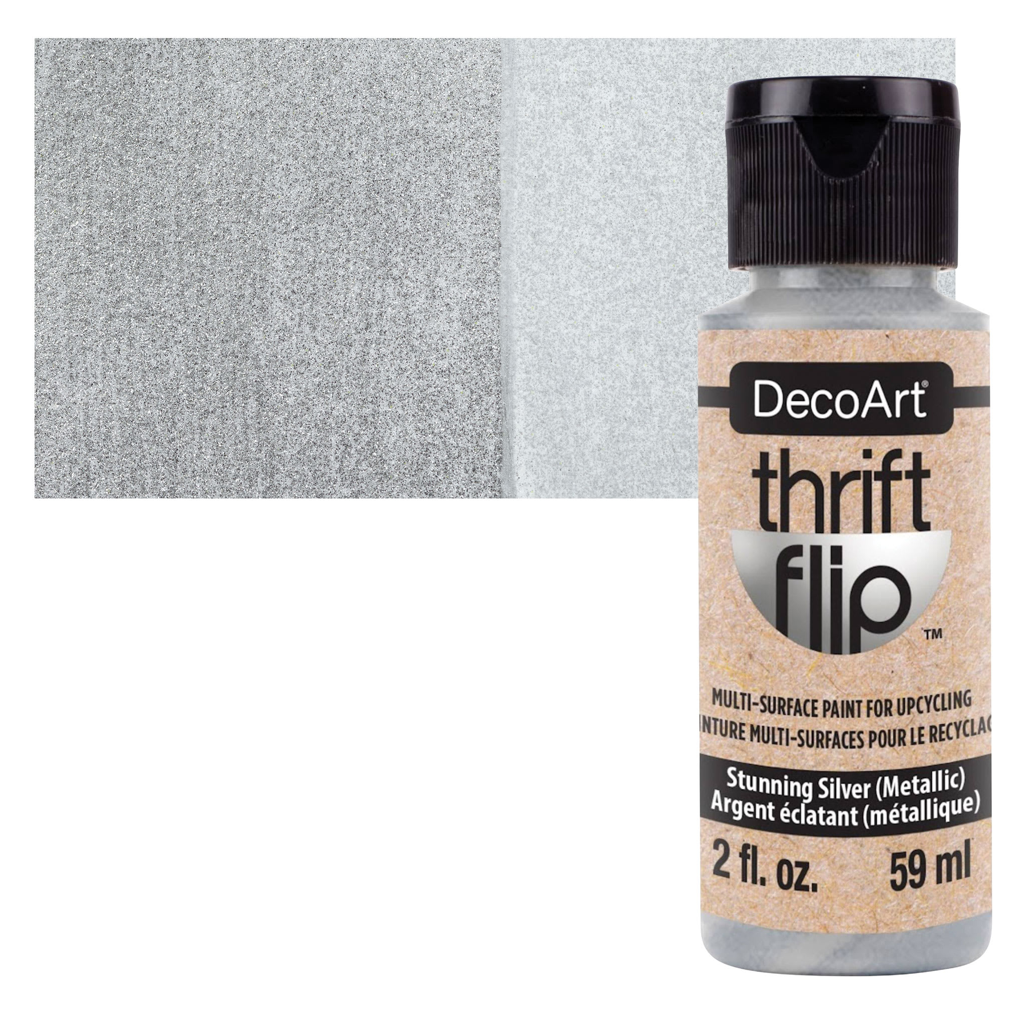 DecoArt Thrift Flip Multi-Surface Paint - Stunning Silver Metallic, 2 oz