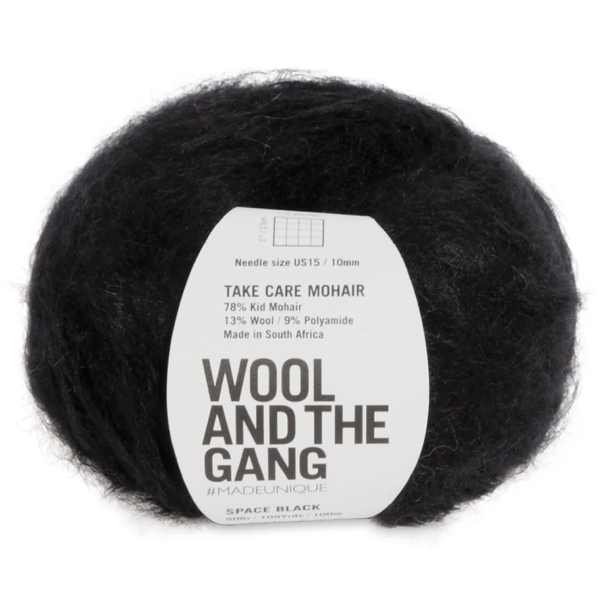 Wool and the Gang Take Care Mohair Yarn - Space Black, 109 yds