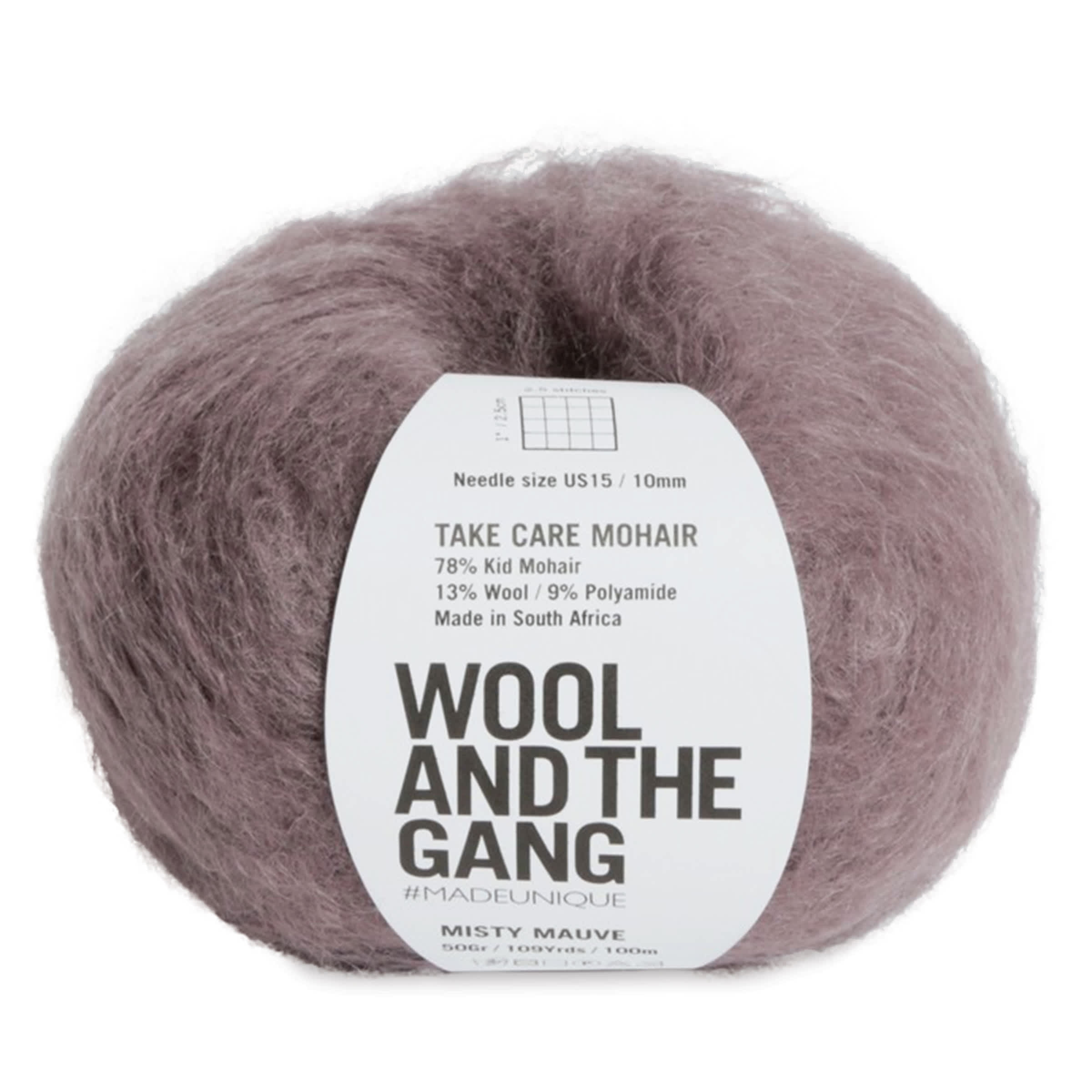 Wool and the Gang Take Care Mohair Yarn - Misty Mauve, 109 yds