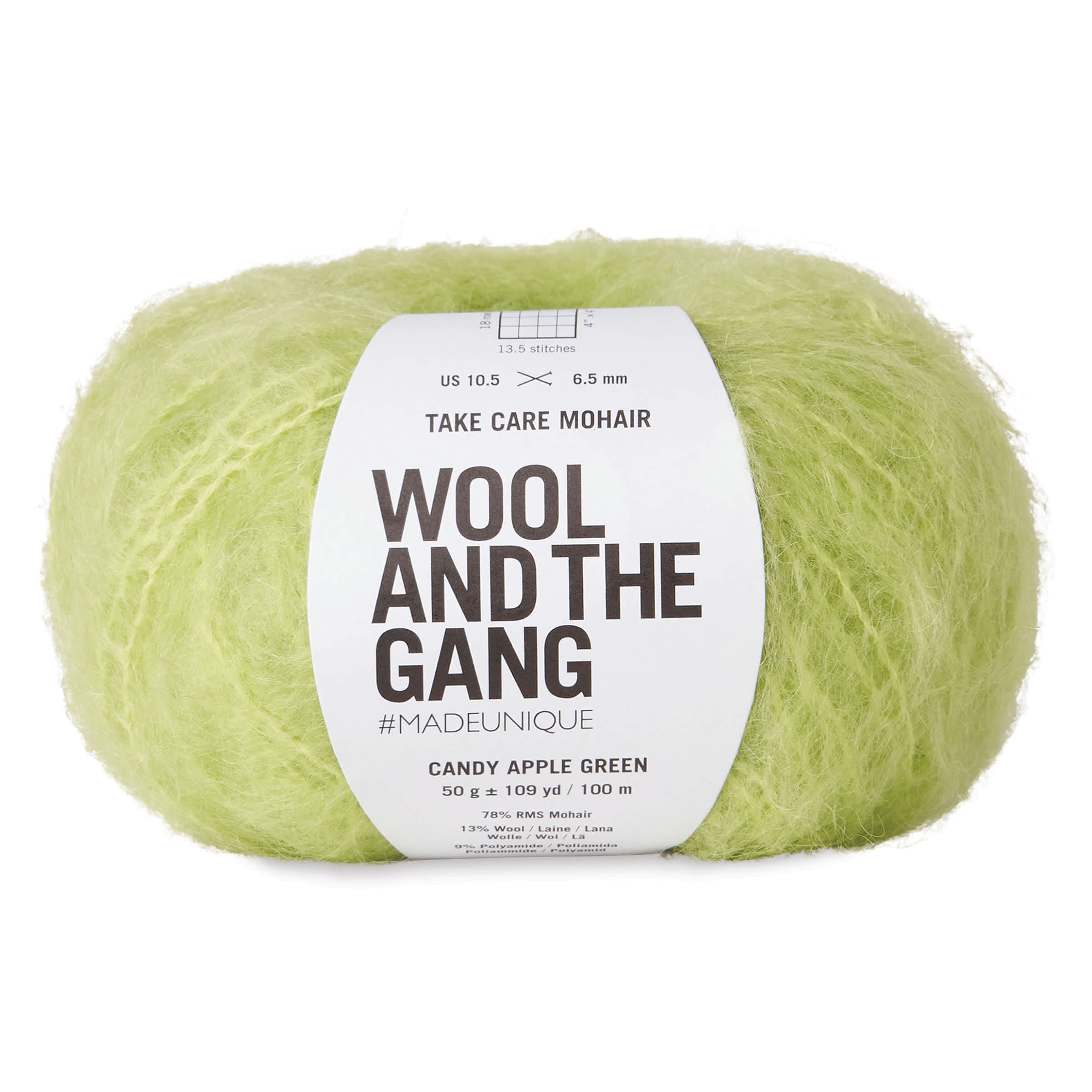 Wool and the Gang Take Care Mohair Yarn - Candy Apple Green, 109 yds