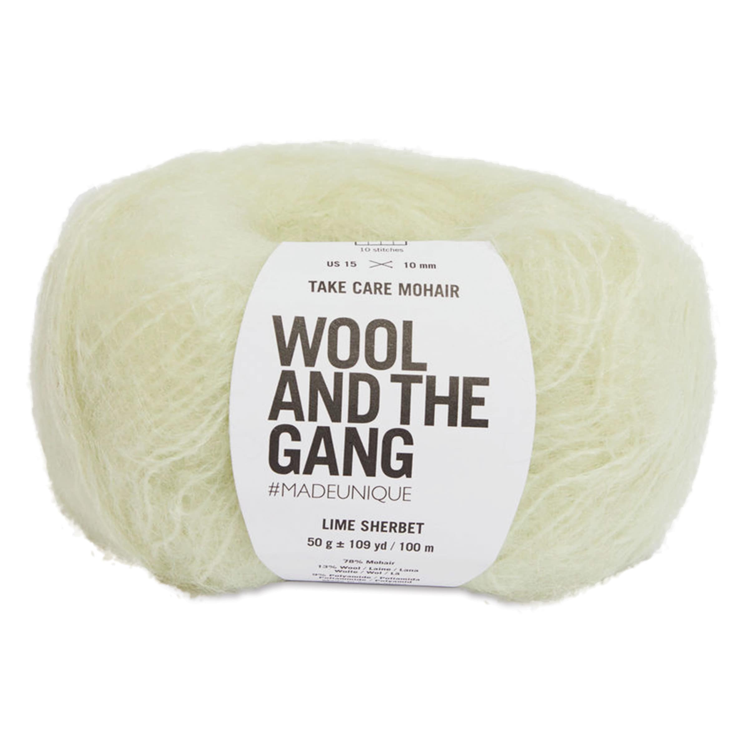 Wool and the Gang Take Care Mohair Yarn - Lime Sherbert, 109 yds