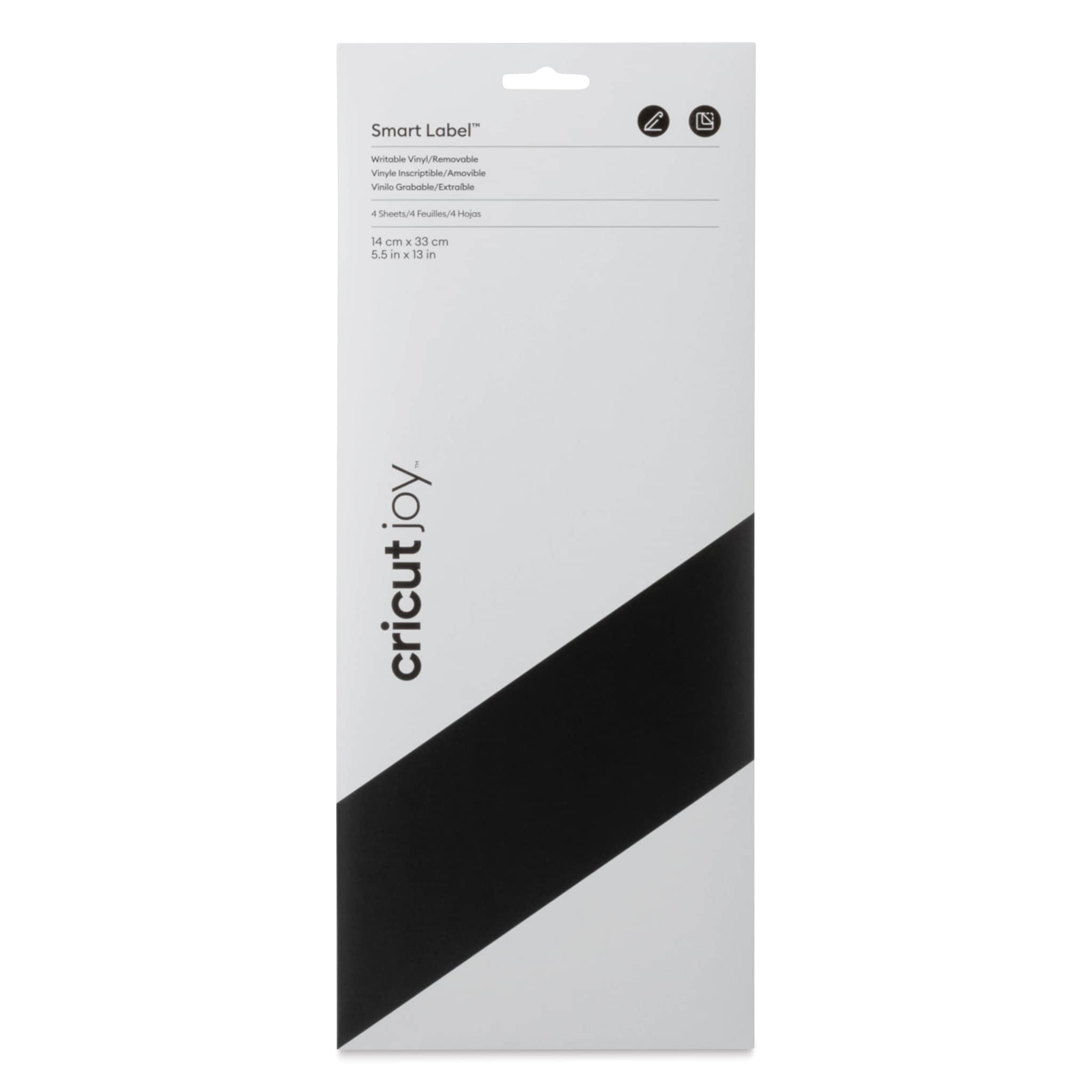 Cricut Joy Removable Smart Label Writable Vinyl - Black, Pkg of 4 Sheets