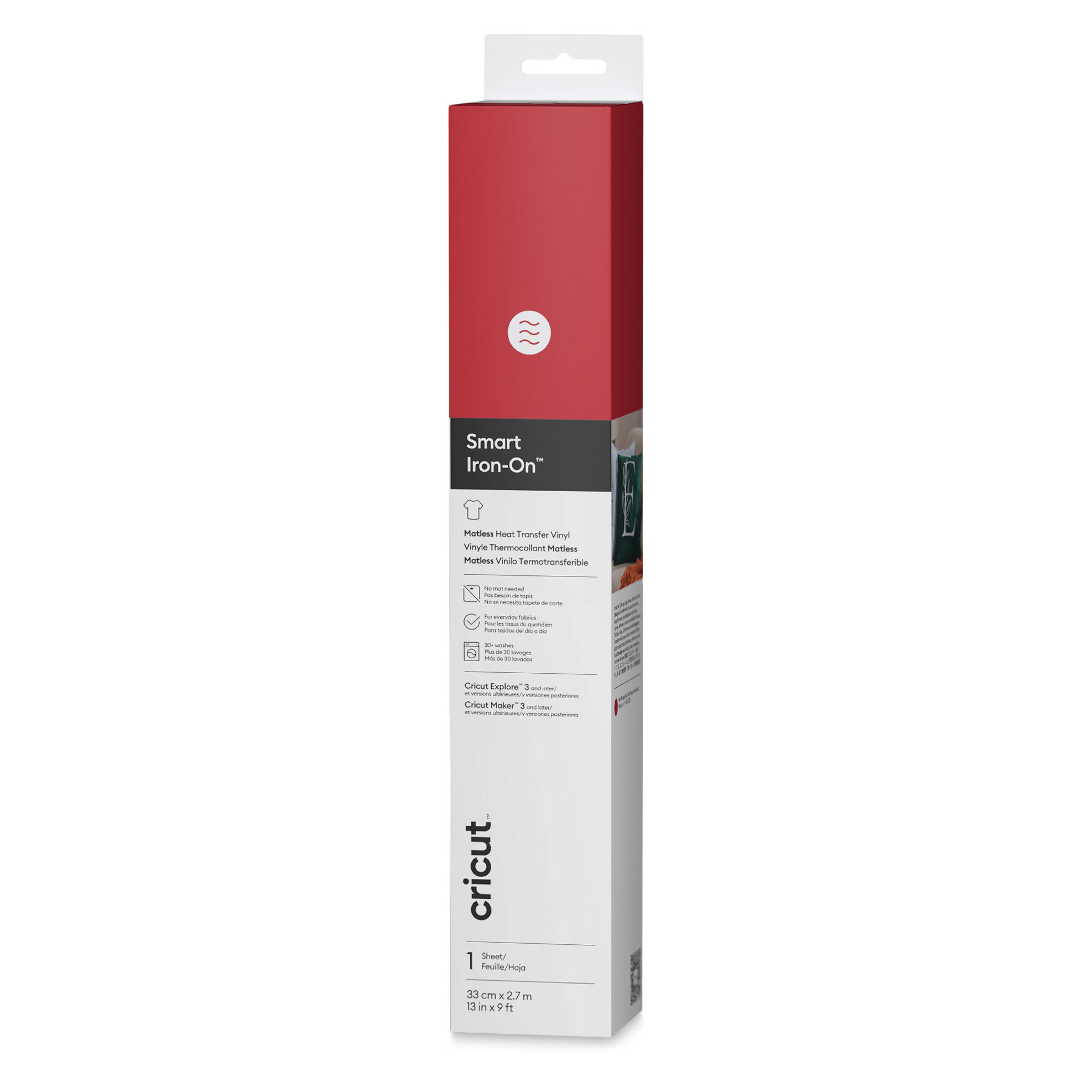 Cricut Smart Iron-On Heat Transfer Vinyl - Red, 13" x 9 ft, Roll