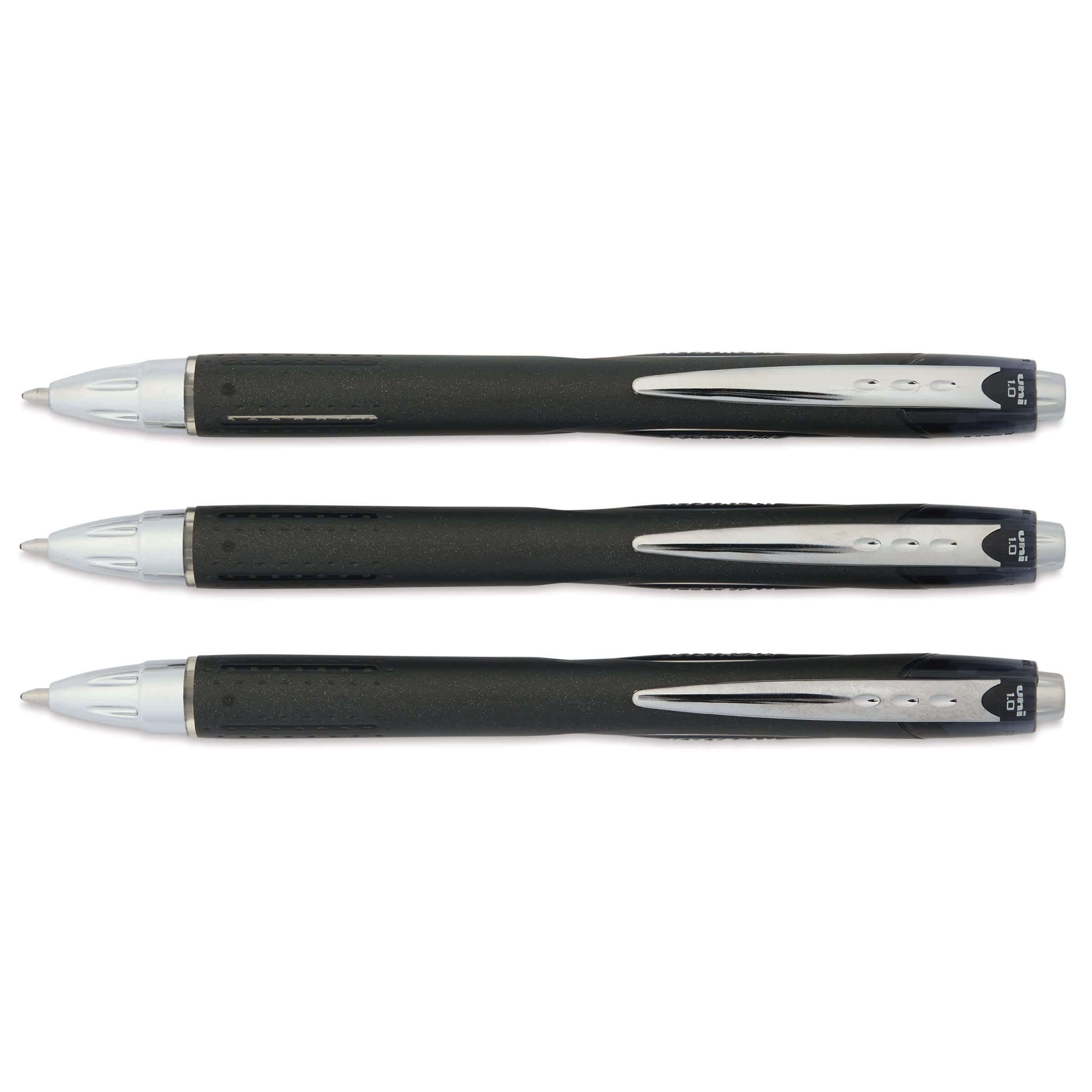 uniball® Jetstream™ RT Retractable Ballpoint Pens, Medium Point, 1.0 mm, Black Barrel, Black Ink, Pack Of 3
