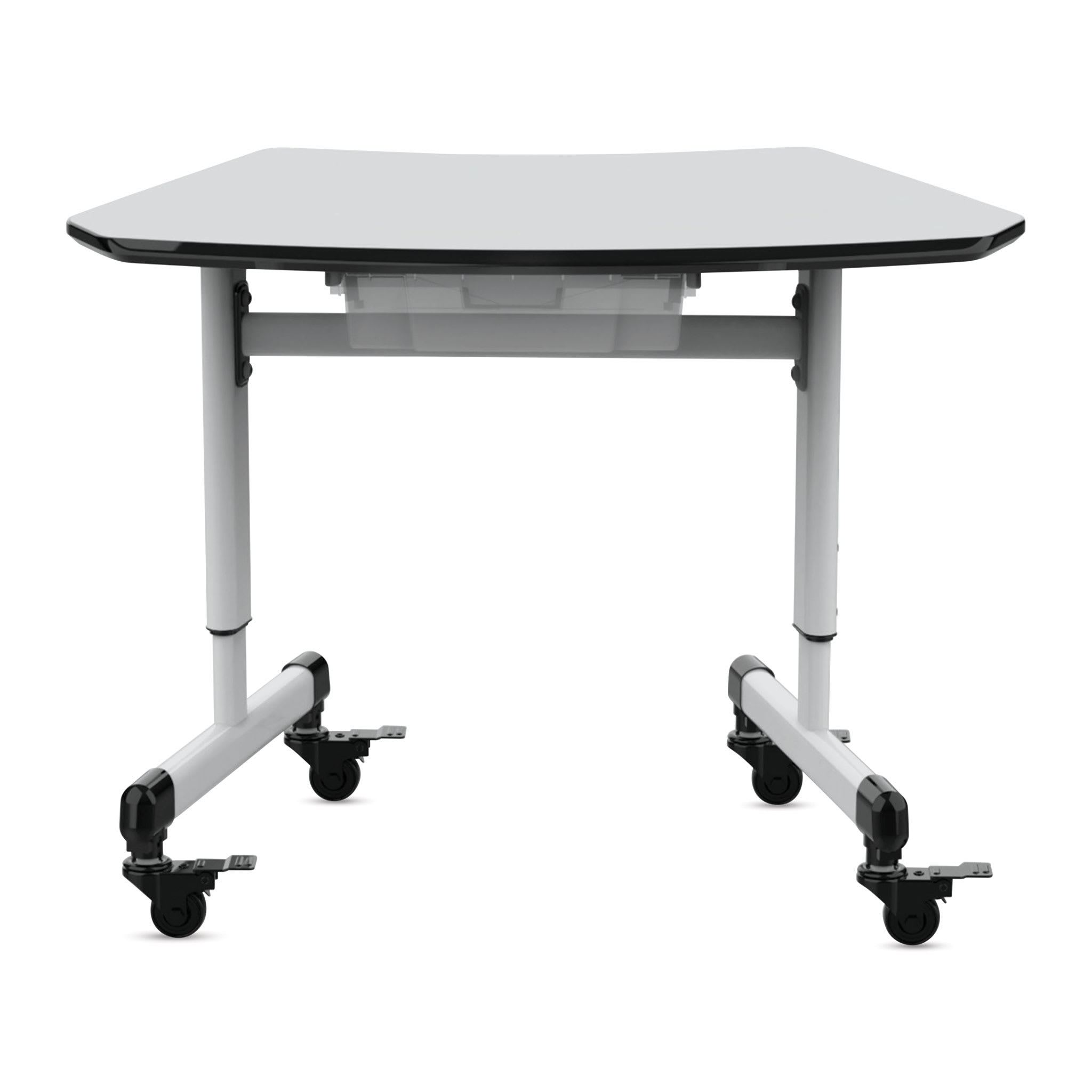 Luxor 29W Height-Adjustable Trapezoid Student Desk with Drawer, White/Black (MBS-DESK) | Quill