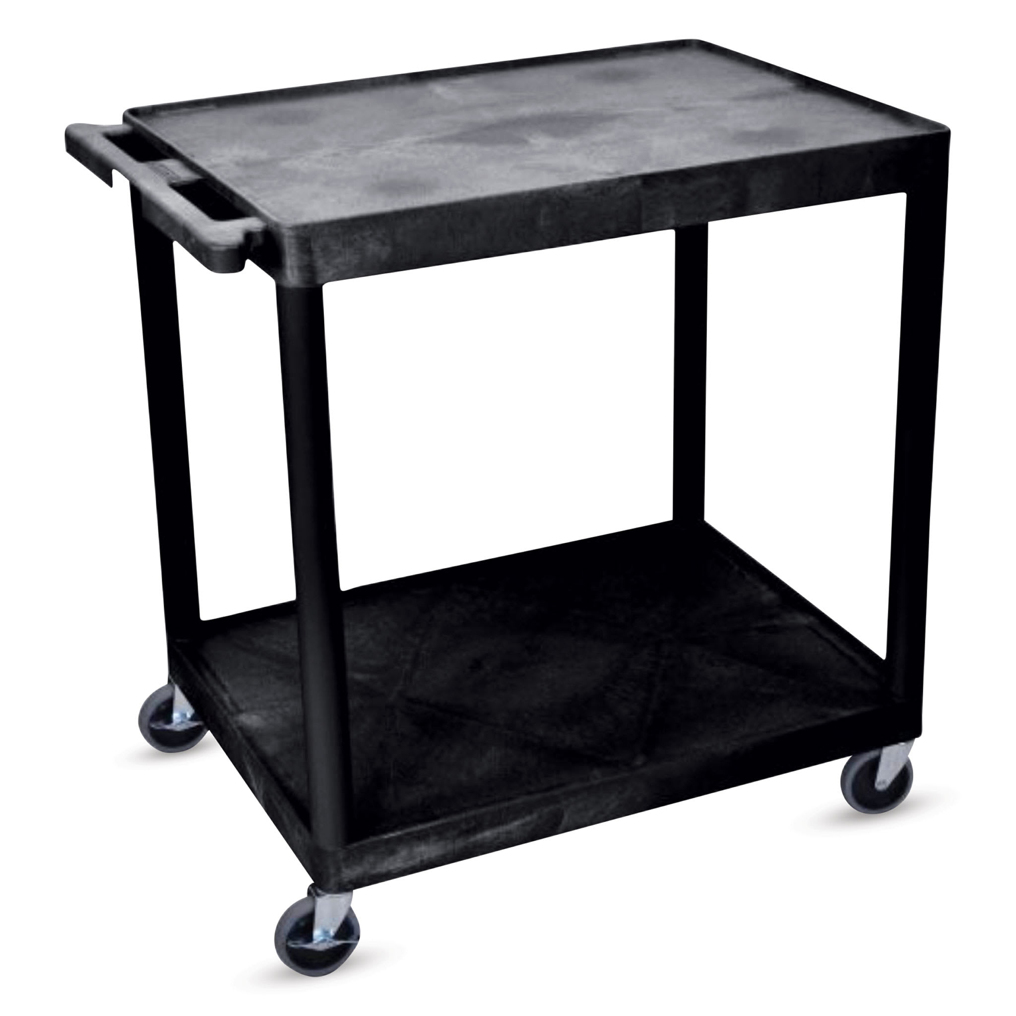 Utility Cart with Lipped Plastic Shelves, Polyethylene, 300 lb Load Capacity, 3 Shelves, 24 in L