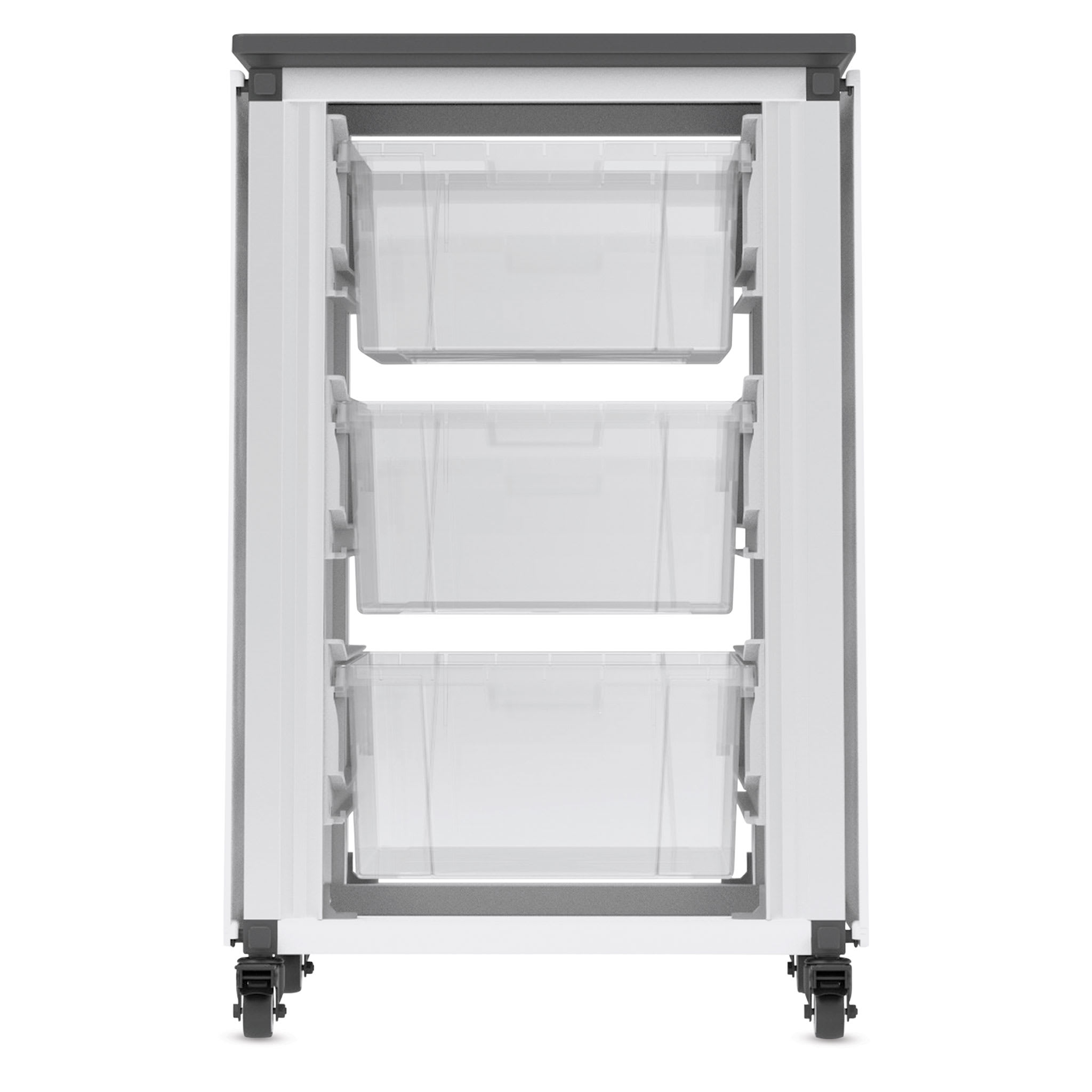 Luxor Mobile 3-Section Modular Classroom Storage Cabinet, 28.75H x 18.2W x 18.2D, White (MBS-STR-11 | Quill