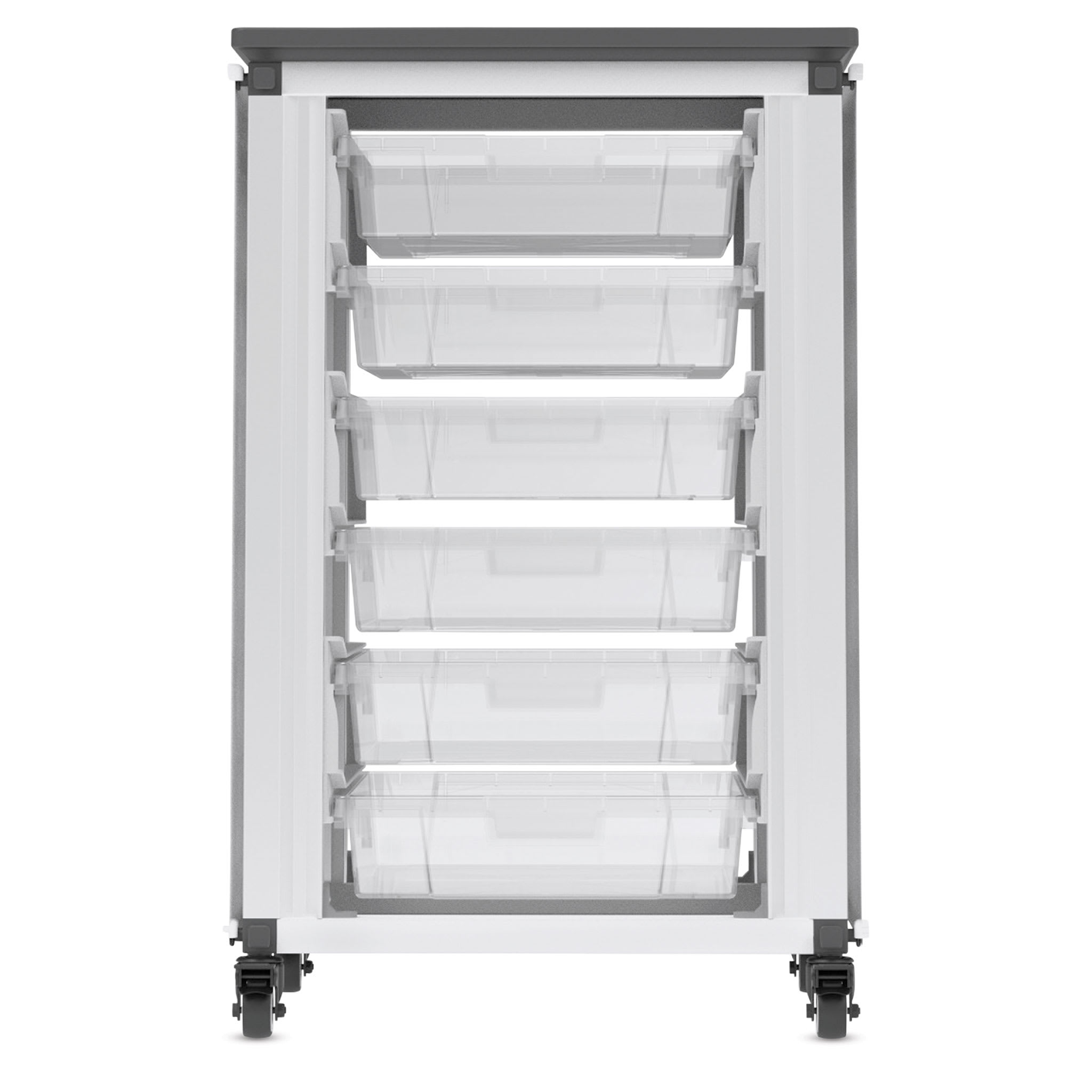 Luxor Mobile 6-Section Modular Classroom Storage Cabinet, 28.75"H x 18.2"W x 18.2"D, White (MBS-STR-11-6S)