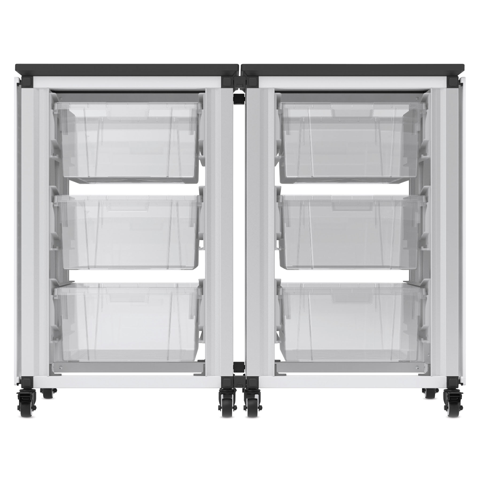 Luxor Mobile 6-Section Modular Classroom Storage Cabinet, 28.75"H x 18.2"D, White (MBS-STR-21-6L)