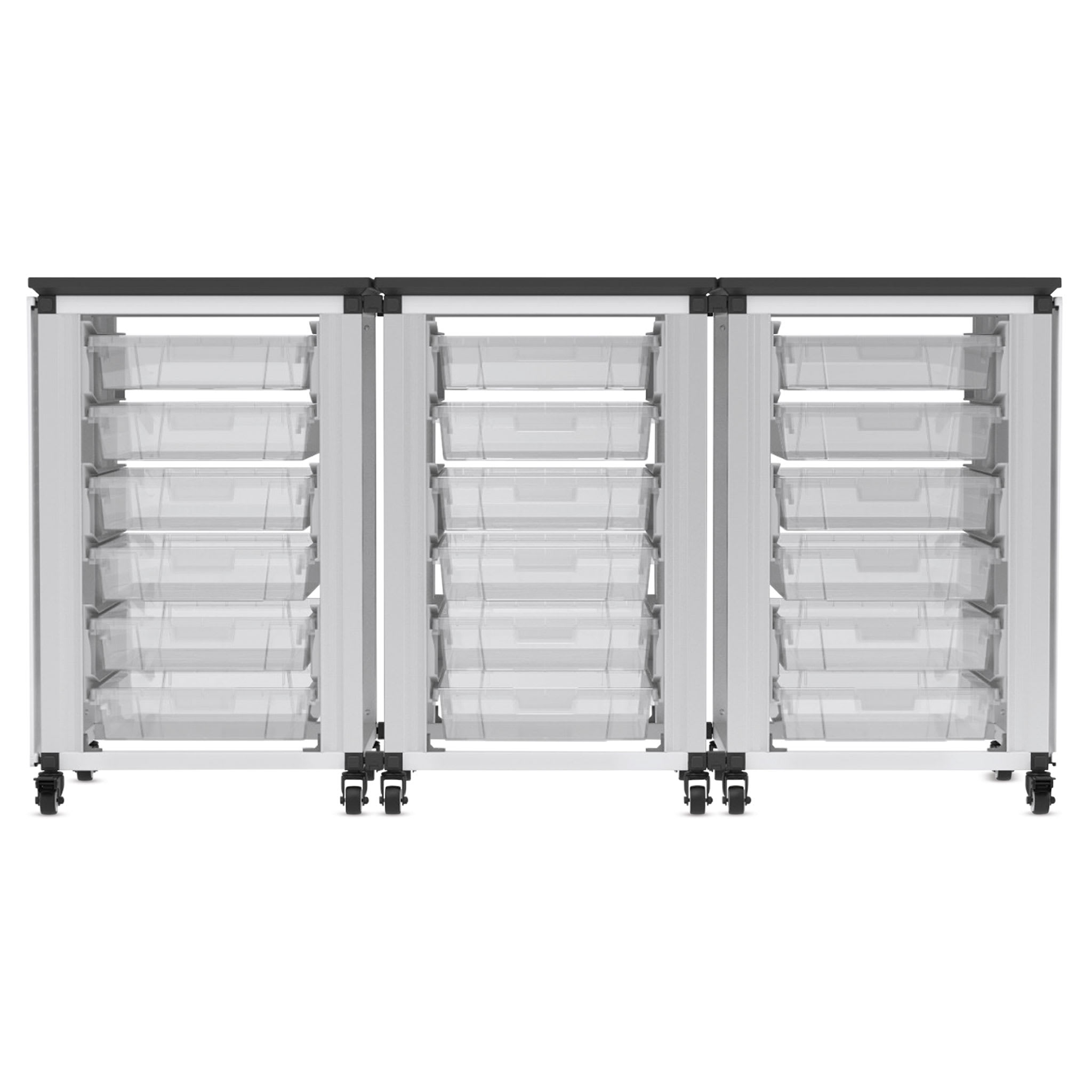 Luxor Mobile 18-Section Modular Classroom Storage Cabinet, 28.75"H x 18.2"D, White (MBS-STR-31-18S)