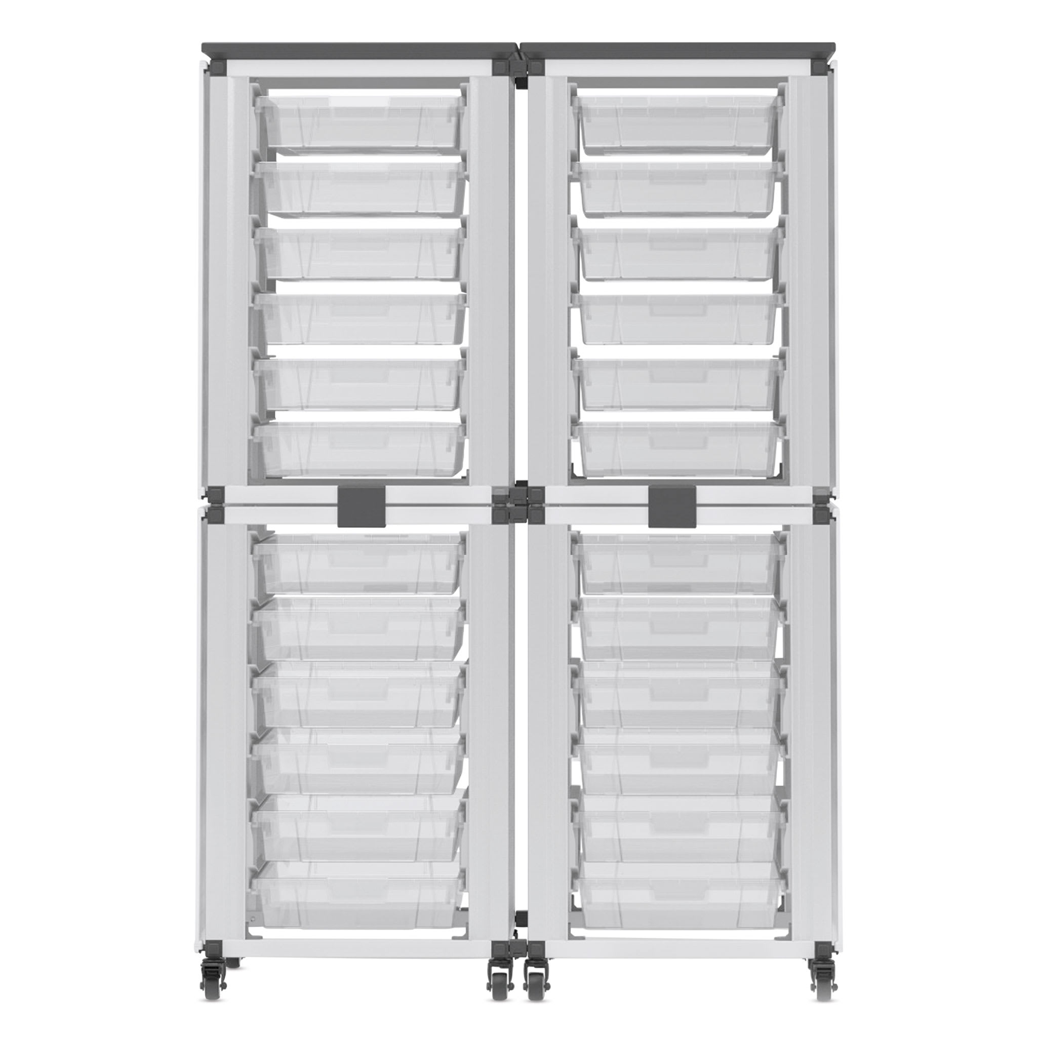 Luxor Mobile 24-Section Stacked Modular Classroom Storage Cabinet, White (MBS-STR-22-24S)