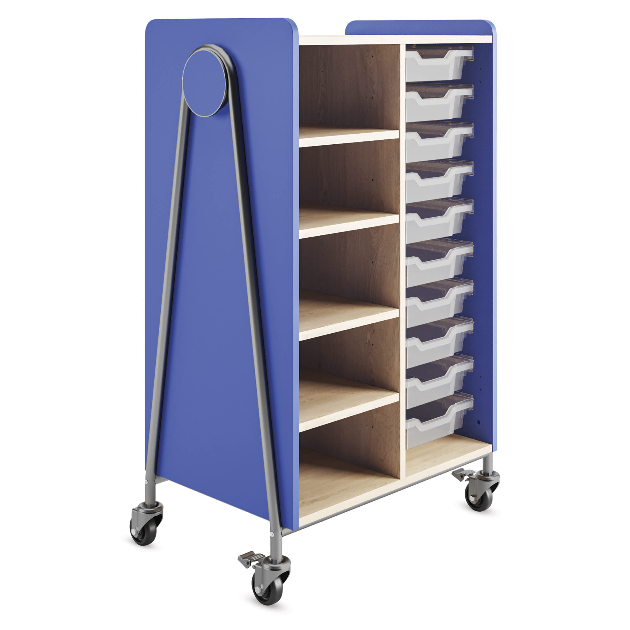 Safco Whiffle Typical 2 Mobile Storage Unit & Center, 48"H x 30"W x 19.75"D, Spectrum Blue Wood (3922SBU)