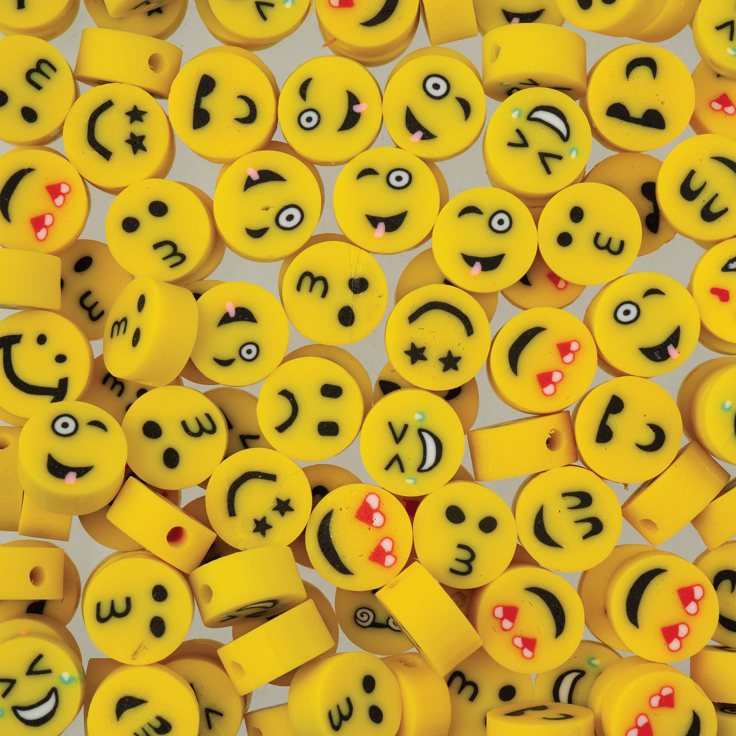John Bead 120ct. 1mm Alphabet Polymer Clay Beads - Yellow emoji face