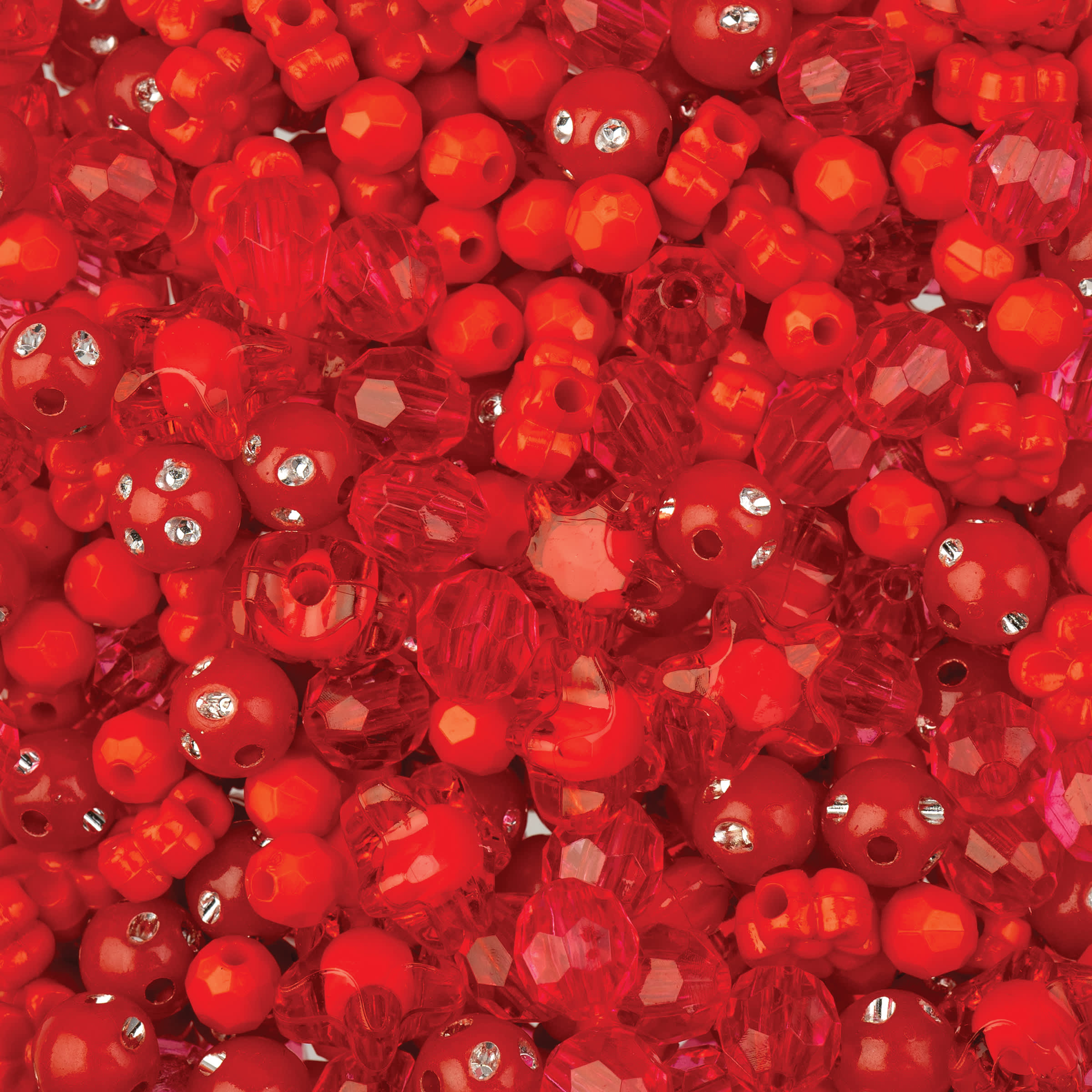 John Bead 8mm Star Mix Plastic Beads, 70g - Red